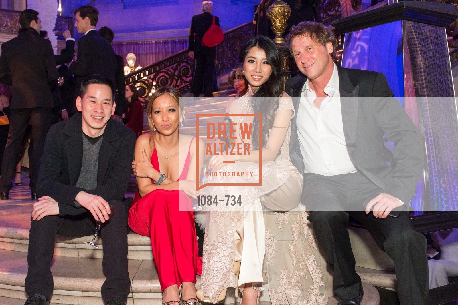 Albert Chen, Thuzar Wynn, Carolyn Rau, Matthew Stepka, San Francisco Ballet 2016 ENCORE! Opening Night Gala, San Francisco City Hall. 1 Dr Carlton B Goodlett Pl, January 21st, 2016, Photo #1084-734 Albert Chen, Thuzar Wynn, Carolyn Rau, Matthew Stepka, Photo #1084-734
