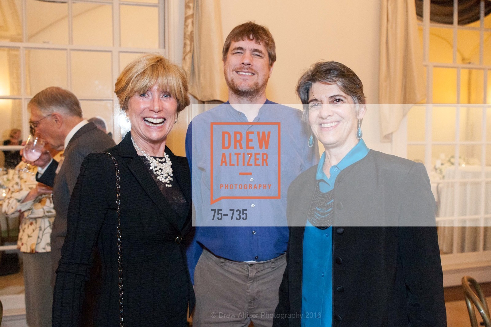 Franmarie Kennedy, David DesJardin, Nancy Blachman, A Night with the NewsHour, Metropolitan Club. 640 Sutter Street, January 21st, 2016, Photo #75-735 Franmarie Kennedy, David DesJardin, Nancy Blachman, Photo #75-735