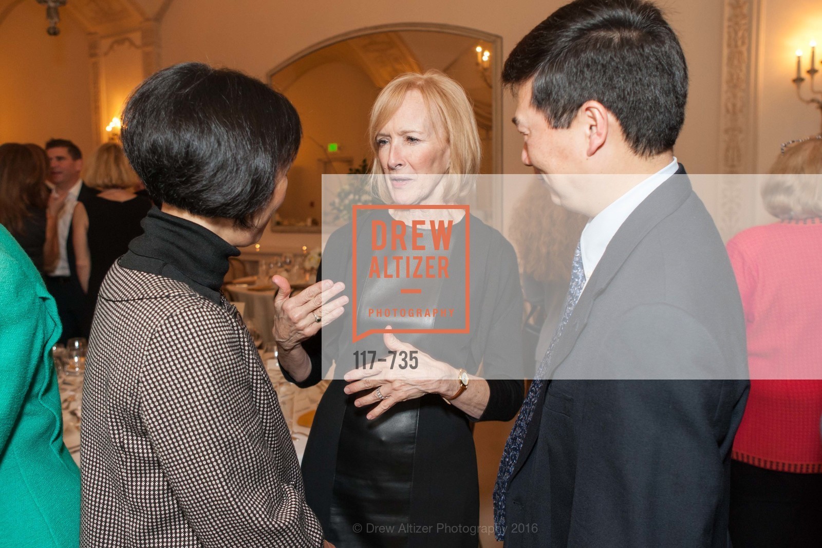 Abby Li, Judy Woodruff, Pui-Yan Kwok, A Night with the NewsHour, Metropolitan Club. 640 Sutter Street, January 21st, 2016, Photo #117-735 Abby Li, Judy Woodruff, Pui-Yan Kwok, Photo #117-735