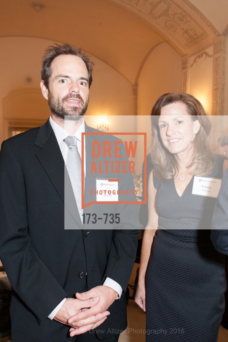 George Smith, Claire Mariani, A Night with the NewsHour, Metropolitan Club. 640 Sutter Street, January 21st, 2016, Photo #173-735 George Smith, Claire Mariani, Photo #173-735