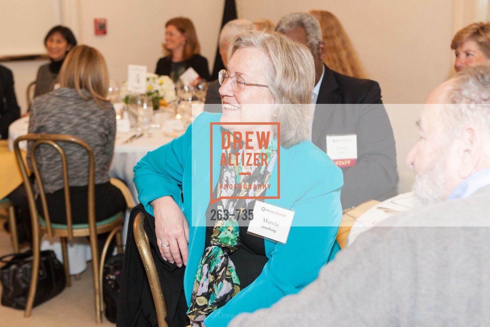 Marcia Ginsburg, A Night with the NewsHour, Metropolitan Club. 640 Sutter Street, January 21st, 2016, Photo #263-735 Marcia Ginsburg, Photo #263-735