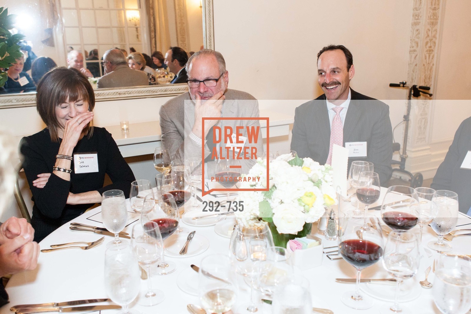 Evie Talmus, Alan Pomerantz, Jim Walter, A Night with the NewsHour, Metropolitan Club. 640 Sutter Street, January 21st, 2016, Photo #292-735 Evie Talmus, Alan Pomerantz, Jim Walter, Photo #292-735