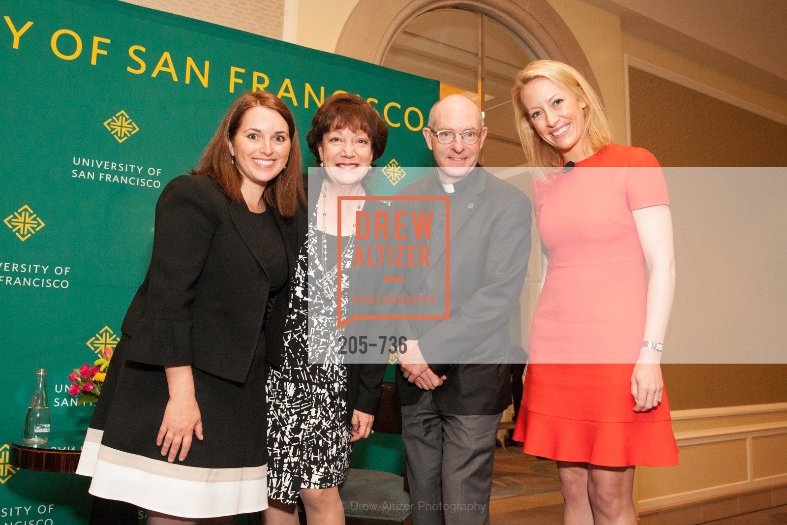 Leslie Theodore, Rose Guibault, Father Paul Fitzgerald, Julia Hartz, USF Women in Leadership and Philanthropy Luncheon With Julia Hartz, Co-Founder & President of EventBrite, US, May 16th, 2015,Drew Altizer, Drew Altizer Photography, full-service agency, private events, San Francisco photographer, photographer california