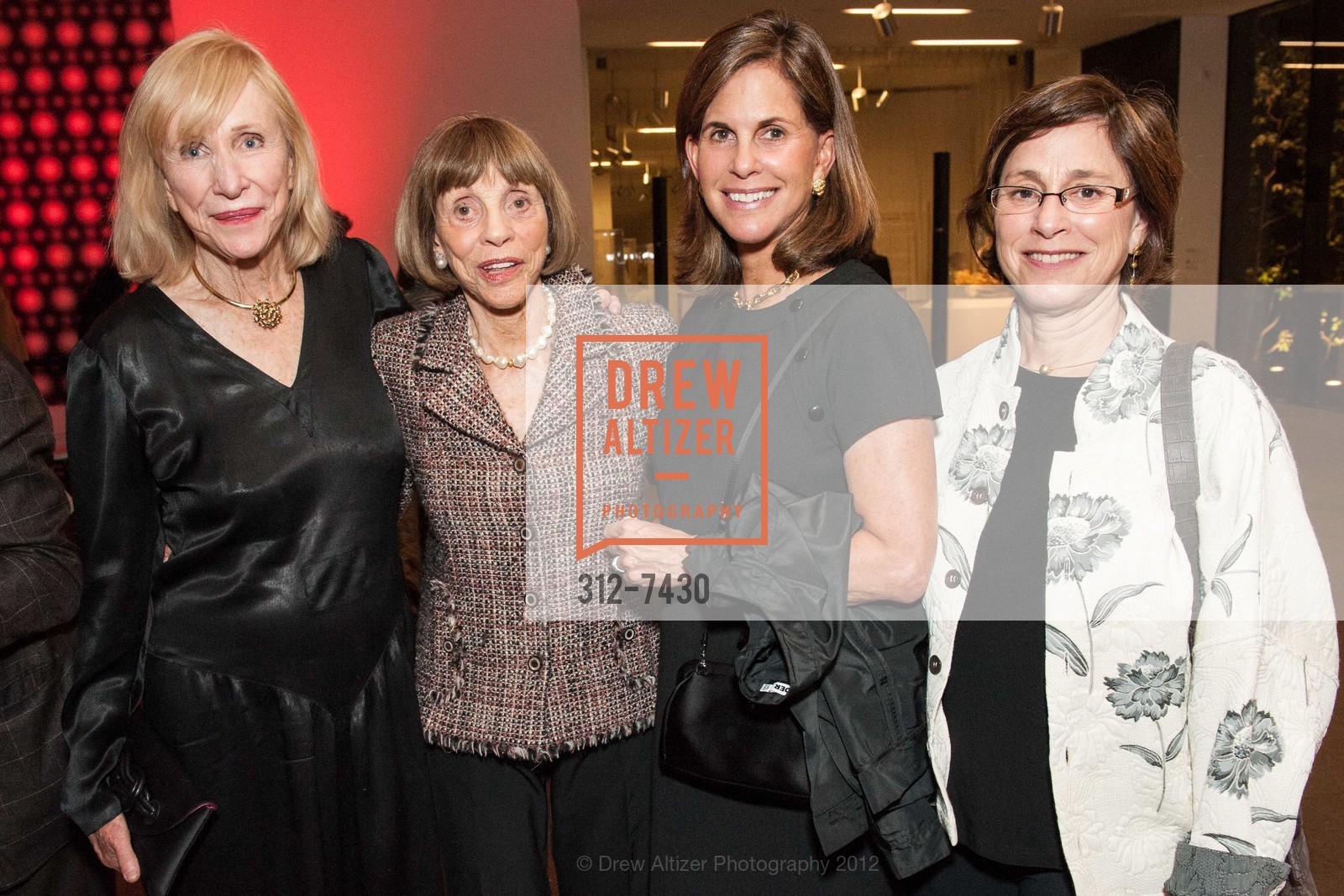 Ann Seymour, Chotsie Blank, Nancy Hammonds, Debbie Blank, William S. Paley Collection: A Taste for Modernism Donor Opening Reception, de Young Museum. 50 Hagiwara Tea Garden Drive, September 13th, 2012, Photo #312-7430 Ann Seymour, Chotsie Blank, Nancy Hammonds, Debbie Blank, Photo #312-7430