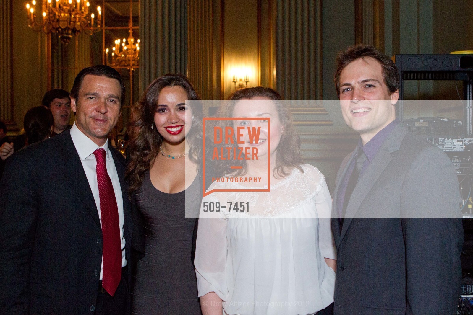 Nathan Gunn, Nadine Sierra, Albina Shagimuratova, Alek Shrader, San Francisco Opera's MAGIC FLUTE Final Bows and Cast Party, War Memorial Opera House, June 13th, 2012, Photo #509-7451 Nathan Gunn, Nadine Sierra, Albina Shagimuratova, Alek Shrader, Photo #509-7451