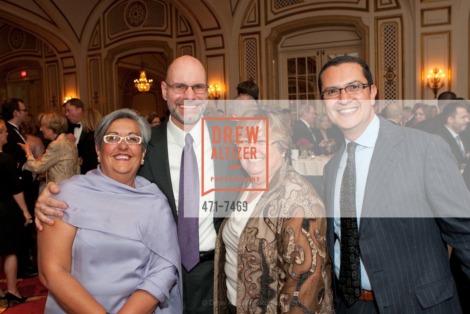 Olga Barrera, Raymond O'Conner, Nanette Miller Sergio Vasquez, Catholic Charities CYO 15th Loaves & Fishes Dinner, US, April 28th, 2012, Photo #471-7469 Olga Barrera, Raymond O'Conner, Nanette Miller Sergio Vasquez, Photo #471-7469
