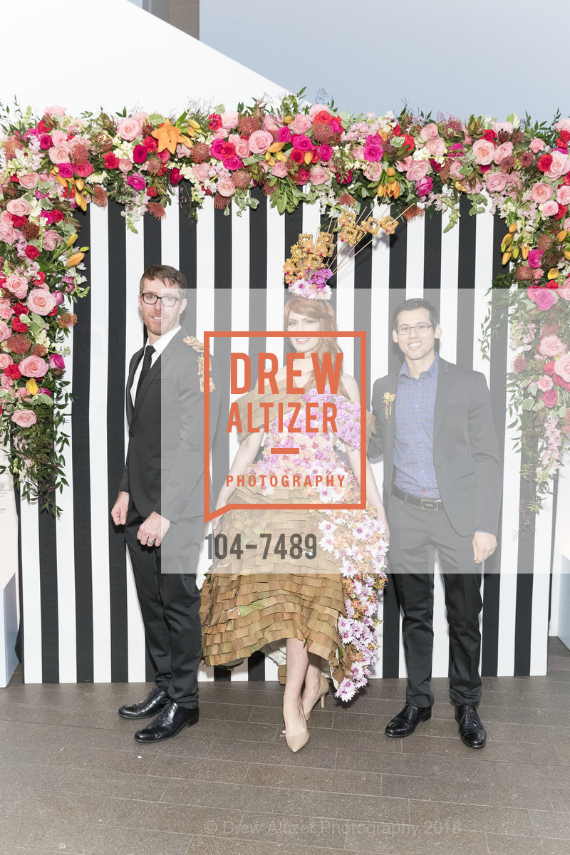 Adam Schindler, Natalia Wierzba, Armando de Loera Mejia, Bouquets to Art Gala 2018, de Young Museum. 50 Hagiwara Tea Garden Drive, San Francisco, CA 94118, March 12th, 2018, Photo #104-7489 Adam Schindler, Natalia Wierzba, Armando de Loera Mejia, Photo #104-7489
