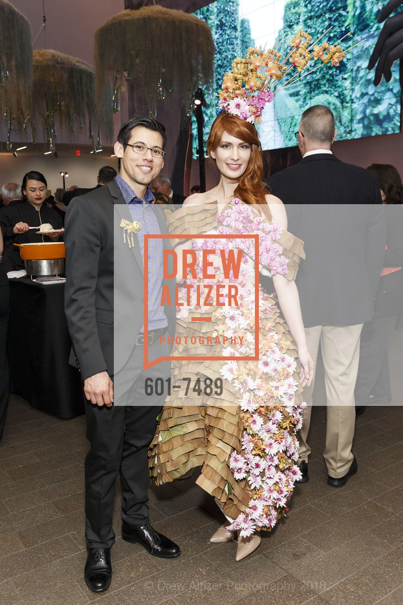 Armando de Loera Mejia, Natalia Wierzba, Bouquets to Art Gala 2018, de Young Museum. 50 Hagiwara Tea Garden Drive, San Francisco, CA 94118, March 12th, 2018, Photo #601-7489 Armando de Loera Mejia, Natalia Wierzba, Photo #601-7489