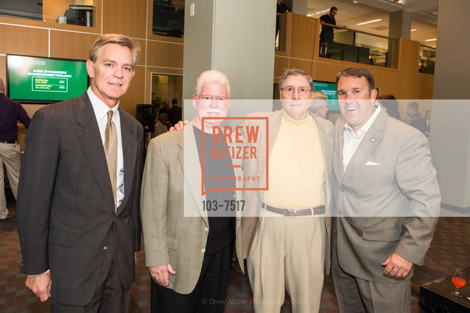 Greg Blaine, John Cahill, Ricky Curotto, Scott Sidwell, Opening of USF'S Downtown Campus, University of San Francisco Downtown Campus. 101 Howard Street, September 14th, 2012, Photo #103-7517 Greg Blaine, John Cahill, Ricky Curotto, Scott Sidwell, Photo #103-7517