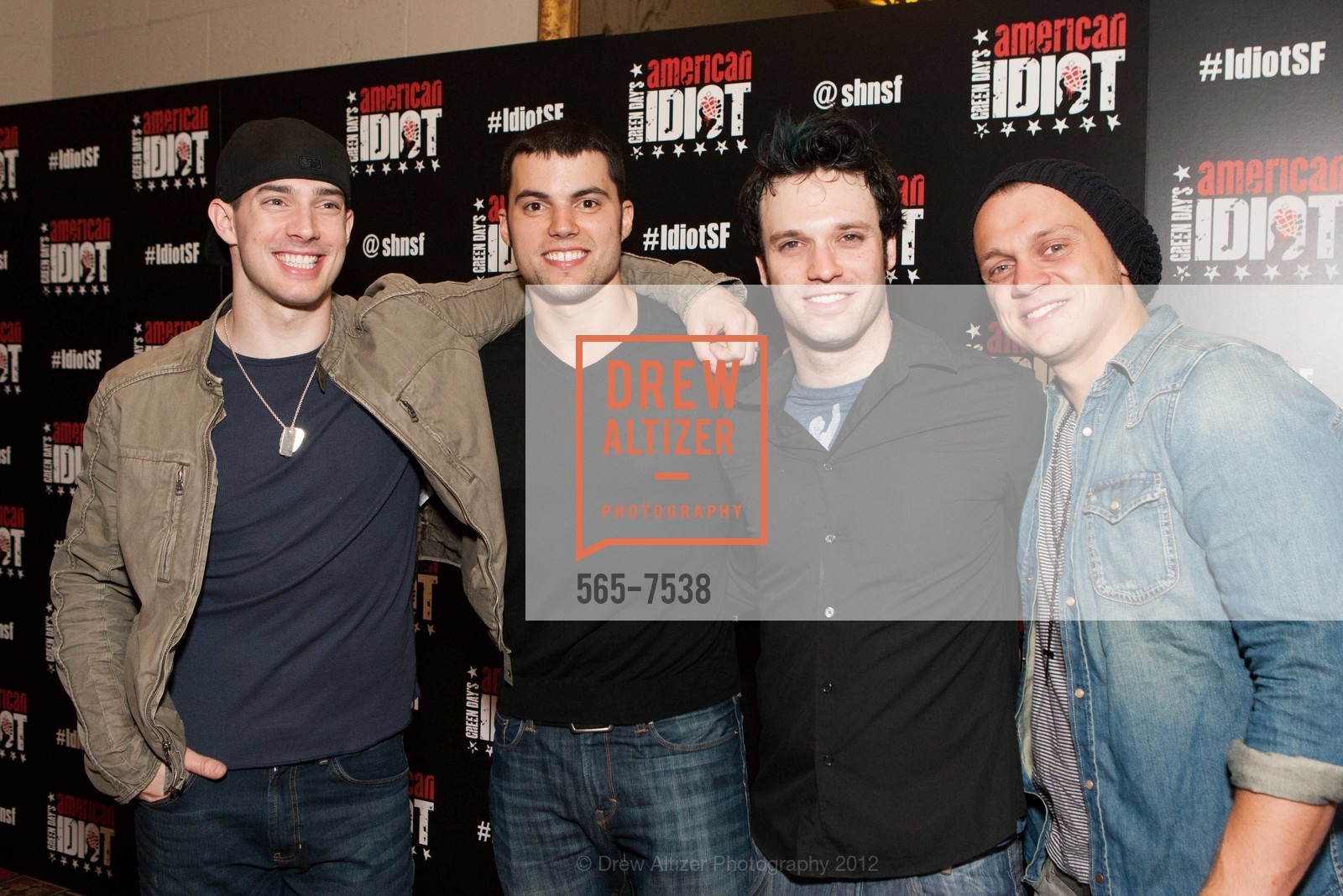 Scott Campbell, Dan Gleason, Jake Epstein, Matt Deangelis, GREEN DAY'S American Idiot Opening Night at SHN, Orpheum Theatre. 1192 Market St, San Francisco, CA 94102, June 13th, 2012, Photo #565-7538 Scott Campbell, Dan Gleason, Jake Epstein, Matt Deangelis, Photo #565-7538