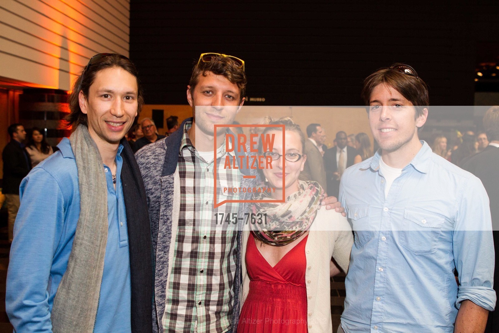 Justin Hoover, Theo Knox, Allison McCarthy, Justin Vandever, Cindy Sherman Opening Reception at SFMOMA, SFMOMA. 151 Third Street, July 11th, 2012, Photo #1745-7631 Justin Hoover, Theo Knox, Allison McCarthy, Justin Vandever, Photo #1745-7631
