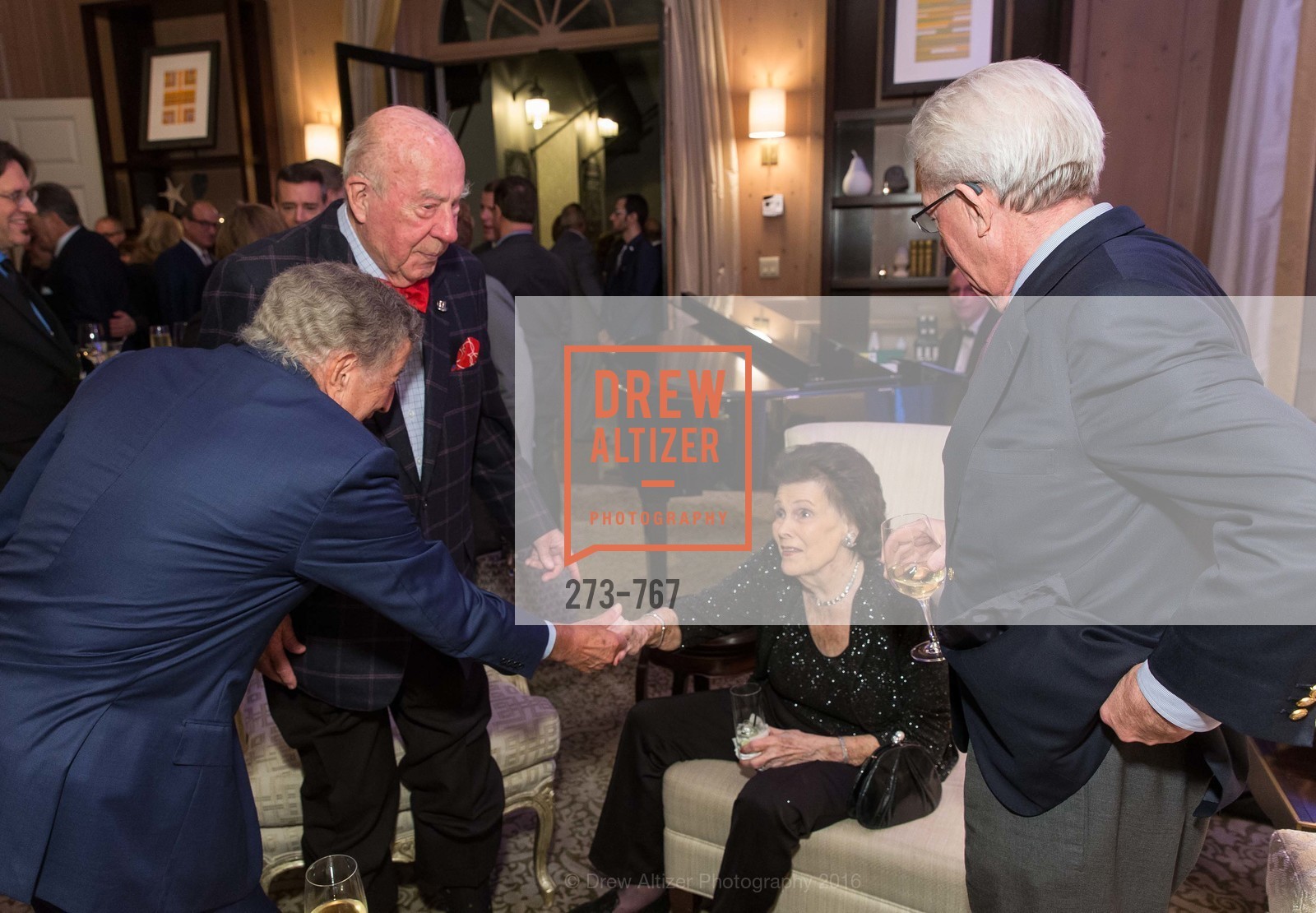 Tony Bennett, George Shultz, Lucy Jewett, Rich Guggenhime, A Special Reception with Tony Bennett, The Fairmont, San Francisco, The Penthouse Suite, January 26th, 2016, Photo #273-767 Tony Bennett, George Shultz, Lucy Jewett, Rich Guggenhime, Photo #273-767