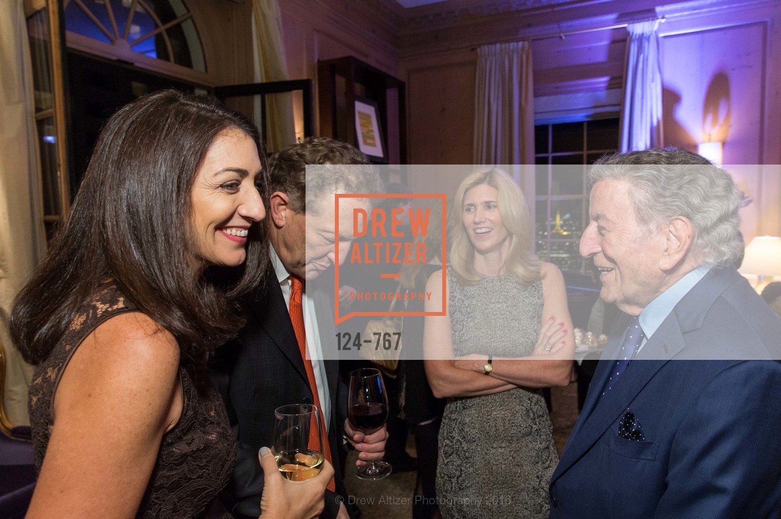 Pam Baer, Larry Baer, Susan Benedetto, Tony Bennett, A Special Reception with Tony Bennett, San Francisco. San Francisco, July 21st, 2023, Photo #124-767 Pam Baer, Larry Baer, Susan Benedetto, Tony Bennett, Photo #124-767