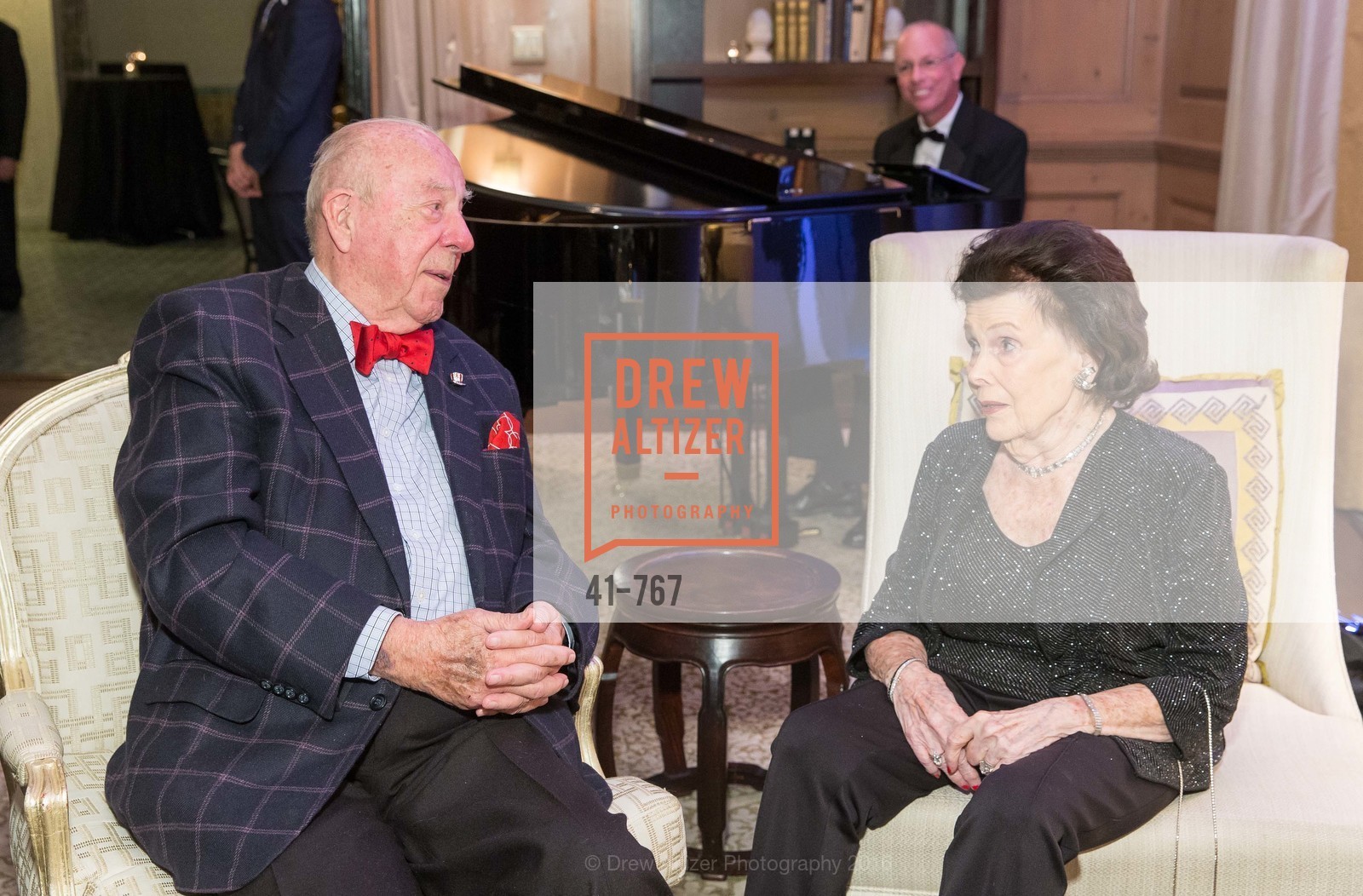 George Shultz, Lucy Jewett, A Special Reception with Tony Bennett, The Fairmont, San Francisco, The Penthouse Suite, January 26th, 2016, Photo #41-767 George Shultz, Lucy Jewett, Photo #41-767