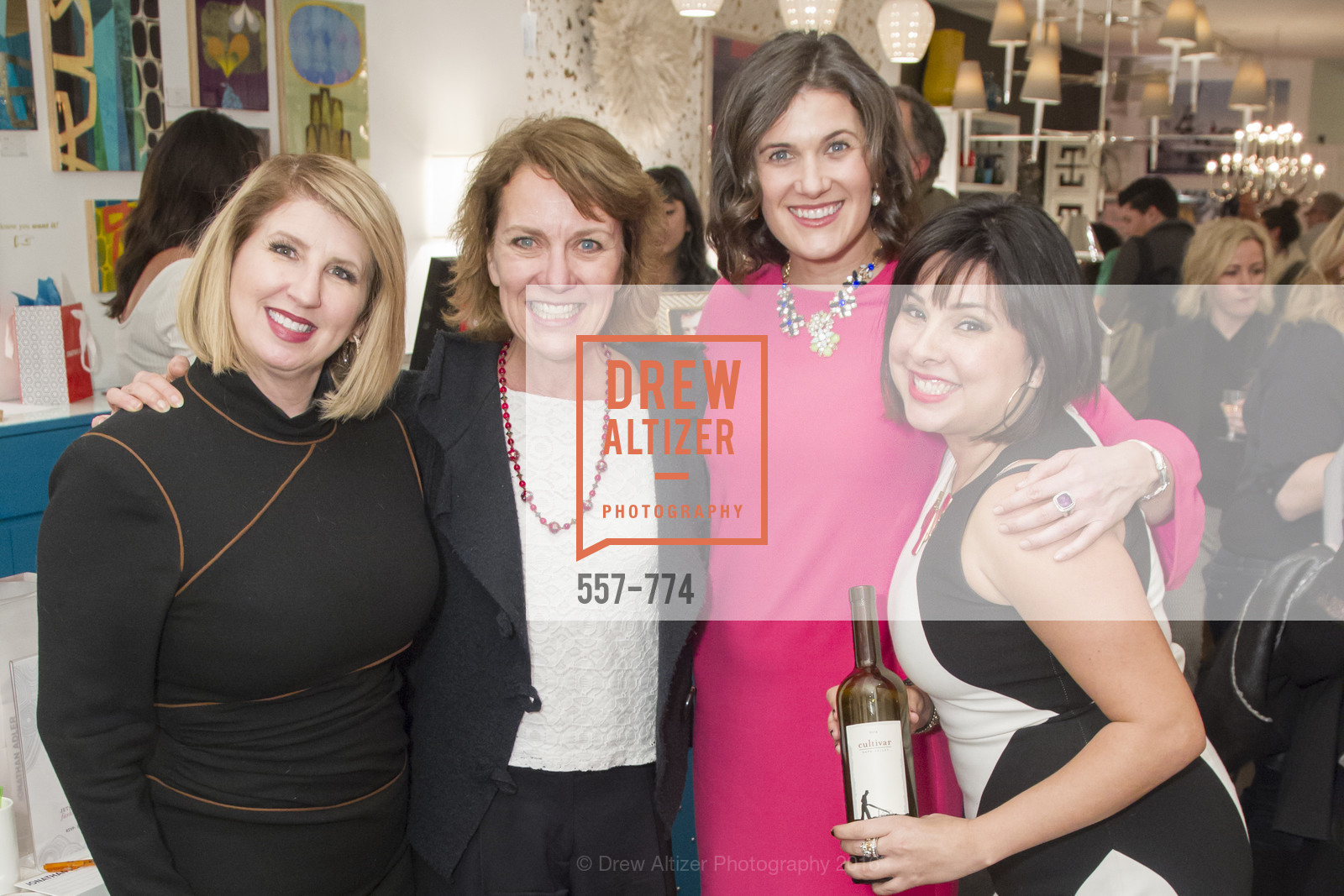 Roberta Economidis, Lee Gregory, Emily Martin, Tyler Fuentes, Jonathan Adler Sip & Shop with Cultivar Wine & The JetSetting Fashionista, Jonathan Adler Store. 2133 Fillmore Street SF, CA, January 28th, 2016, Photo #557-774 Roberta Economidis, Lee Gregory, Emily Martin, Tyler Fuentes, Photo #557-774