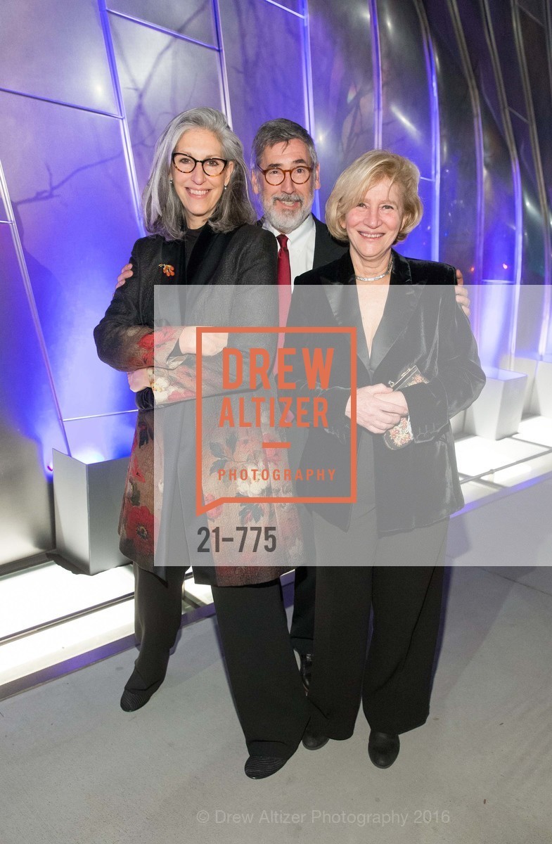 Deborah Landis, John Landis, Hilary Goldstein, UC Berkeley Art Museum & Pacific Film Archive Gala, UC Berkeley. 2120 Oxford Street, January 28th, 2016, Photo #21-775 Deborah Landis, John Landis, Hilary Goldstein, Photo #21-775