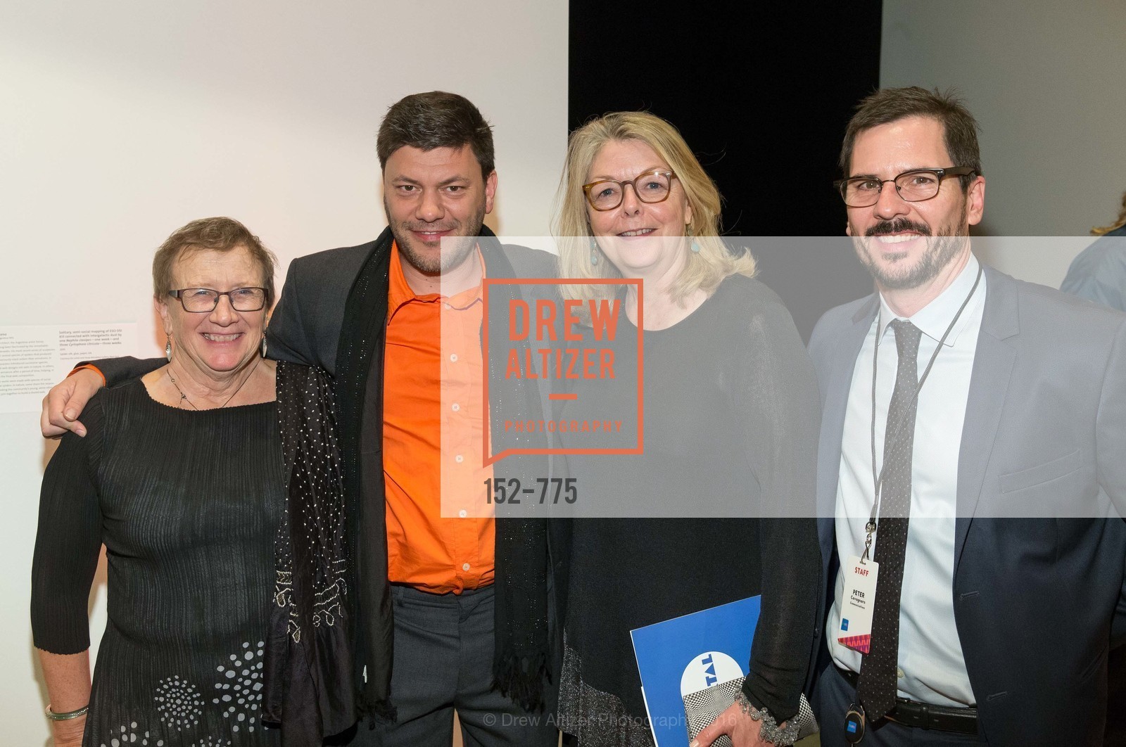 Kathy Koshland, Philippe Pirotte, Lucinda Barnes, Peter Cavagnero, UC Berkeley Art Museum & Pacific Film Archive Gala, UC Berkeley. 2120 Oxford Street, January 28th, 2016, Photo #152-775 Kathy Koshland, Philippe Pirotte, Lucinda Barnes, Peter Cavagnero, Photo #152-775
