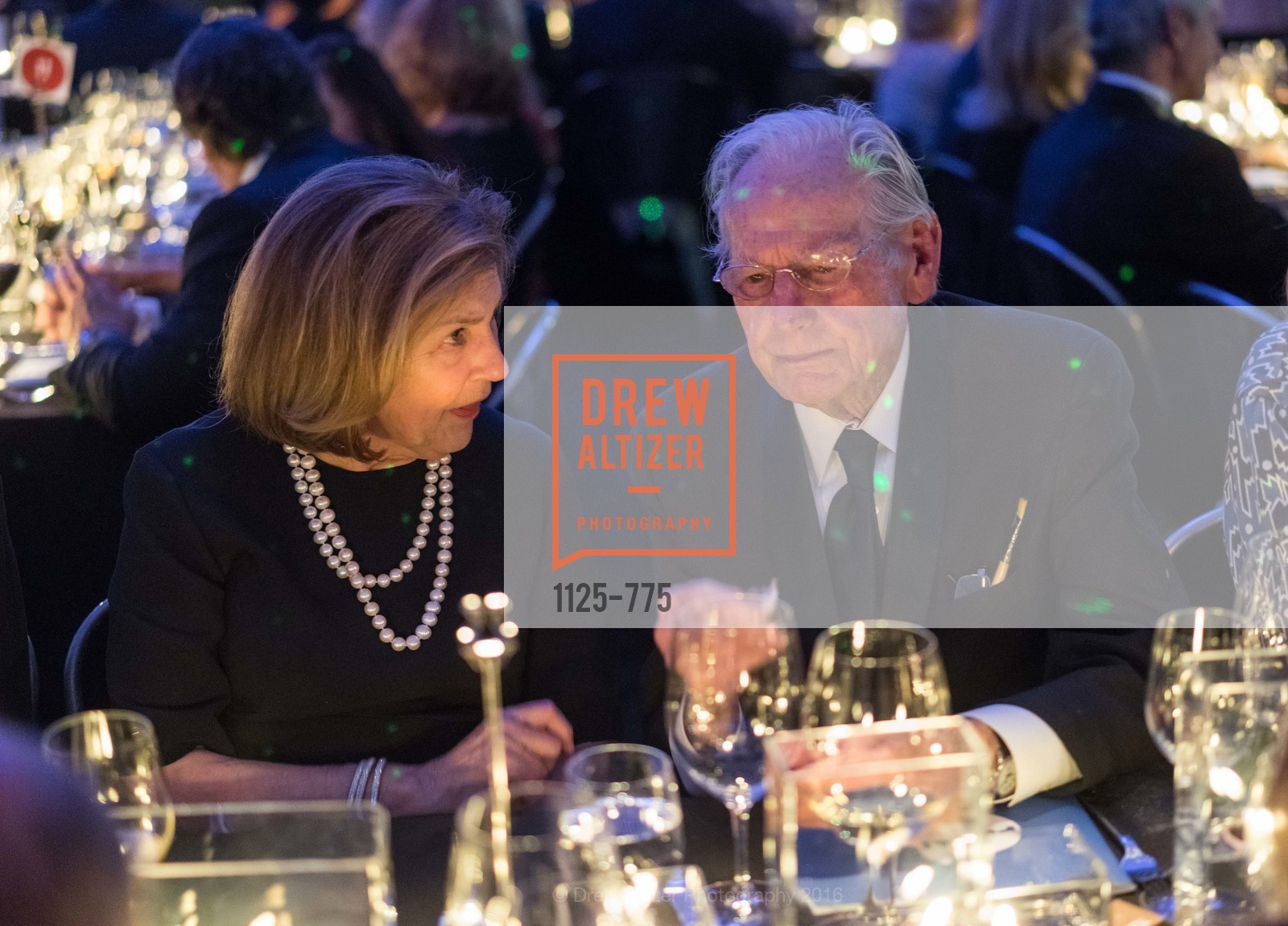 Gretchen Berggruen, Wayne Thiebaud, UC Berkeley Art Museum & Pacific Film Archive Gala, UC Berkeley. 2120 Oxford Street, January 28th, 2016, Photo #1125-775 Gretchen Berggruen, Wayne Thiebaud, Photo #1125-775