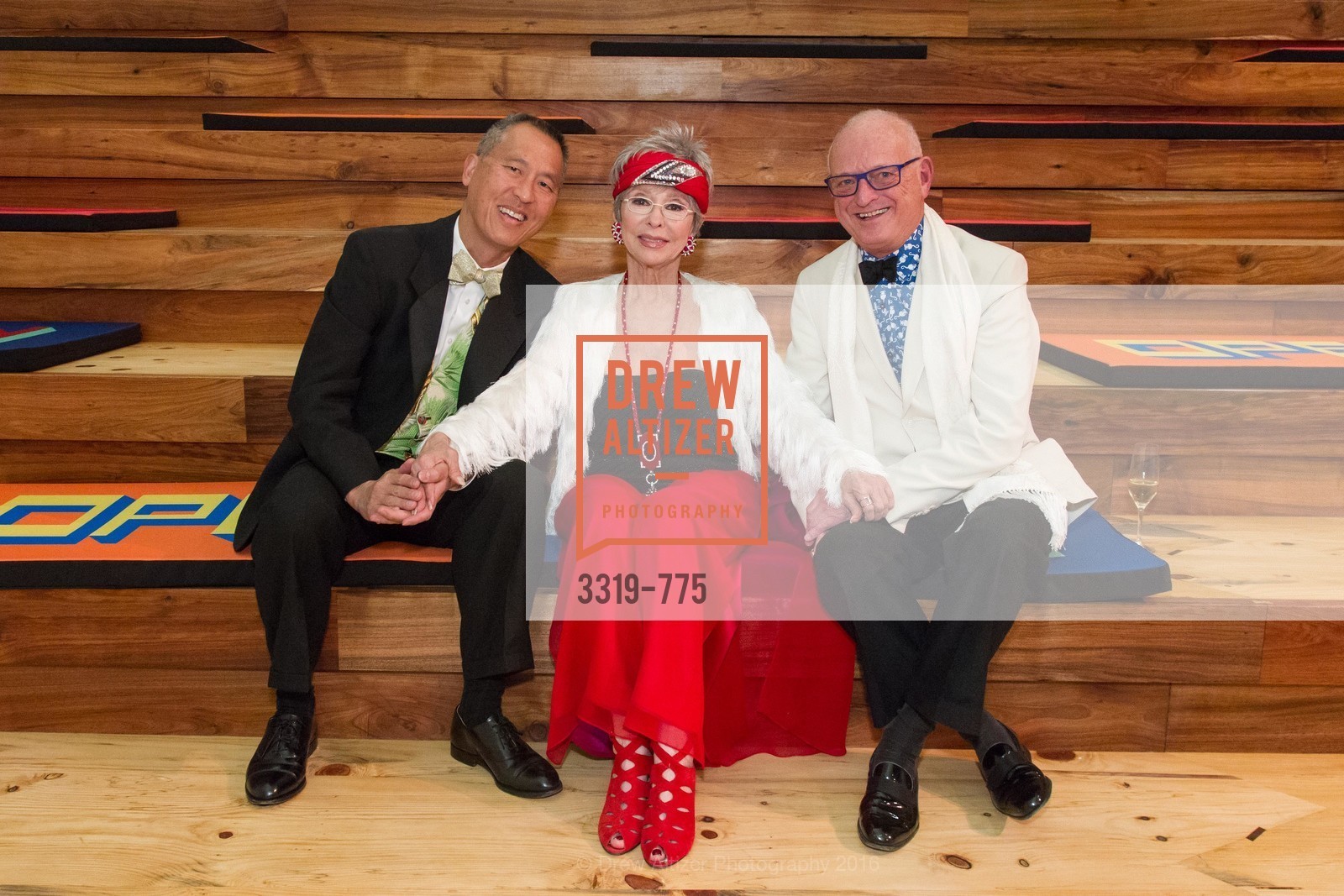 Darrell Louie, Rita Moreno, Paul Templeton, UC Berkeley Art Museum & Pacific Film Archive Gala, UC Berkeley. 2120 Oxford Street, January 28th, 2016, Photo #3319-775 Darrell Louie, Rita Moreno, Paul Templeton, Photo #3319-775