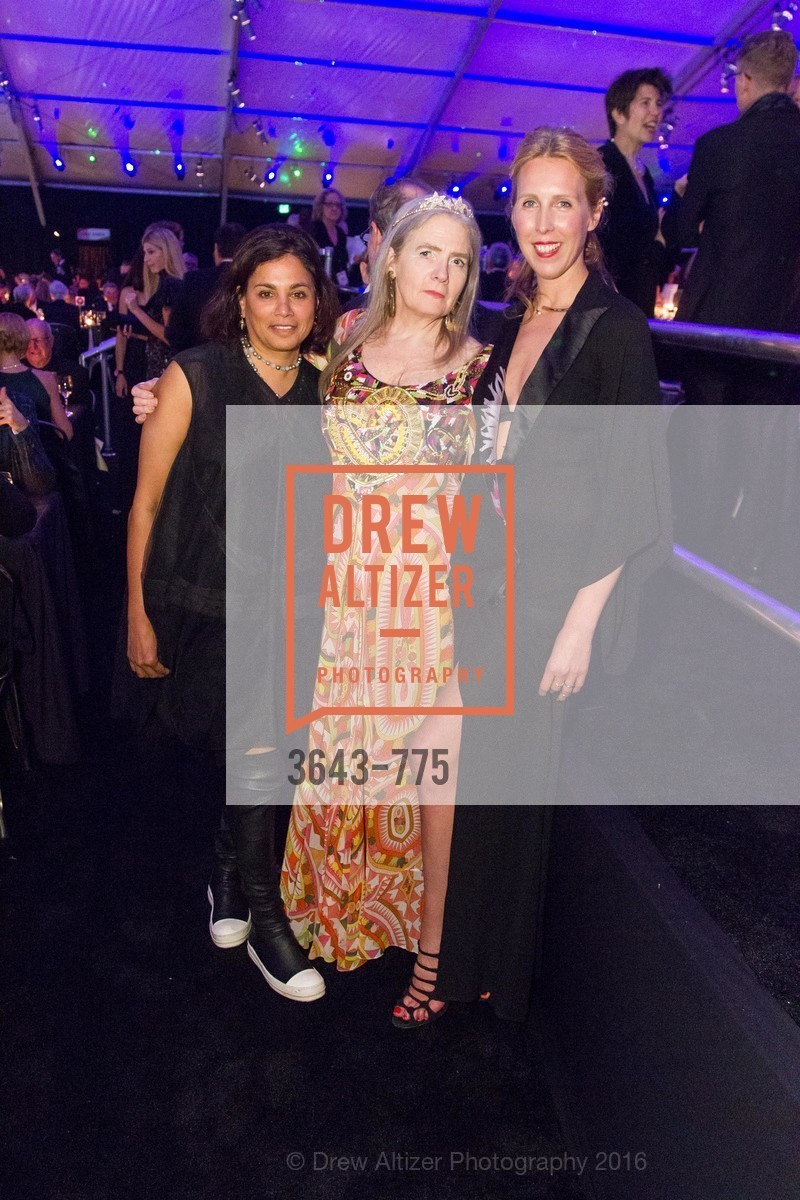 Mary Conrad, Madeleine Fitzpatrick, Lauren Goodman, UC Berkeley Art Museum & Pacific Film Archive Gala, UC Berkeley. 2120 Oxford Street, January 28th, 2016, Photo #3643-775 Mary Conrad, Madeleine Fitzpatrick, Lauren Goodman, Photo #3643-775