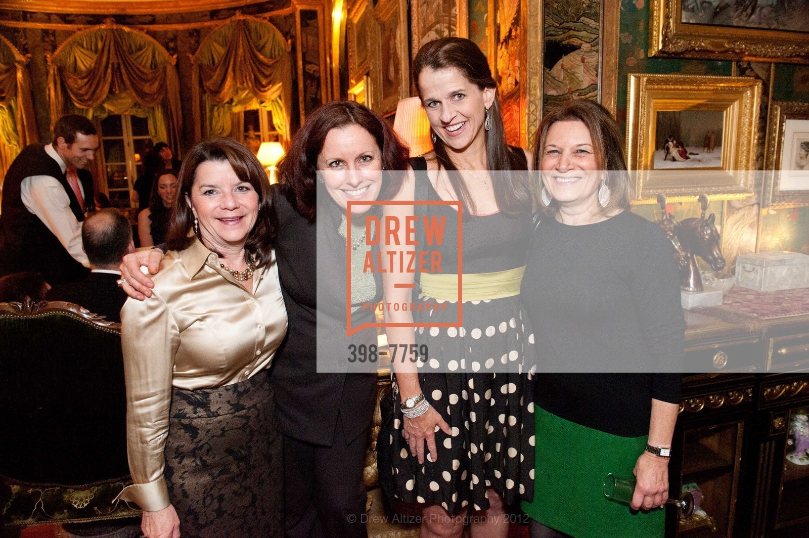 Kathy Balestreri, Alexandra Morgan, Ann Killeen, Annie Coull, GORDON AND ANN GETTY Host the 2012 SNUGGLY SOIREE Benefiting the Glogau Teddy Bear Rescue Fund at UCSF Benioff Childrens Hospital, US, March 22nd, 2012, Photo #398-7759 Kathy Balestreri, Alexandra Morgan, Ann Killeen, Annie Coull, Photo #398-7759