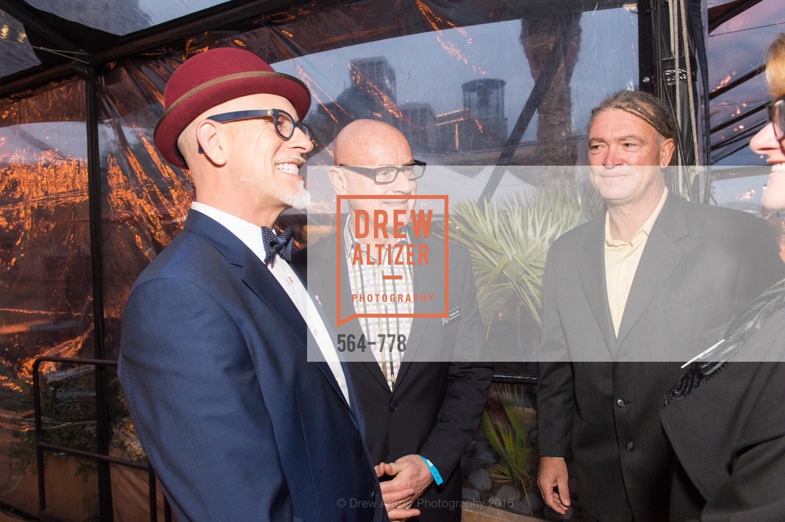 Matthew Tudor-Jackson, Douglas Atkin, Paul Dubois, The Bay Lights Grand Relighting Celebration, Epic Steakhouse. 369 The Embarcadero, January 29th, 2016, Photo #564-778 Matthew Tudor-Jackson, Douglas Atkin, Paul Dubois, Photo #564-778