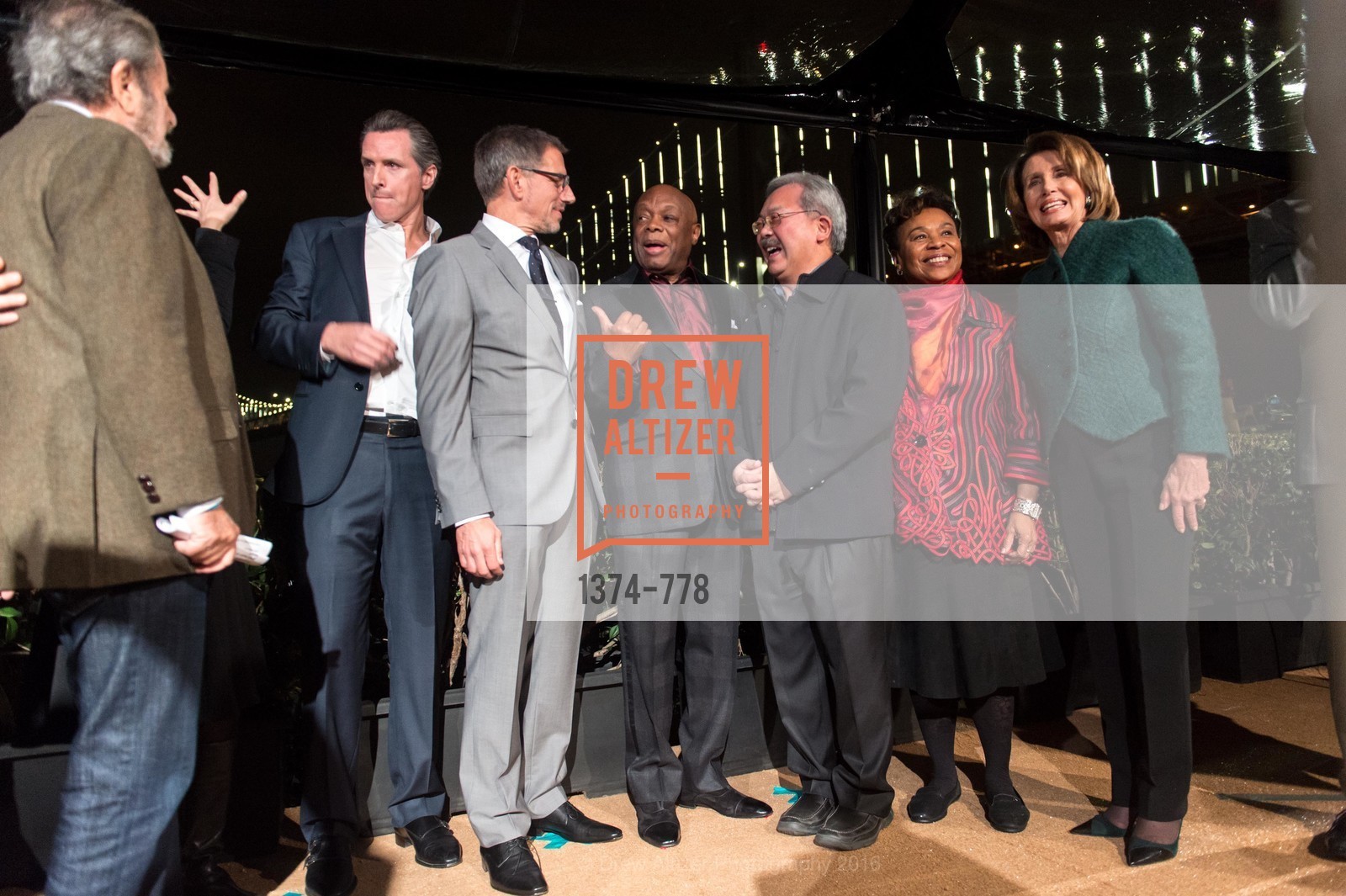 Gavin Newsom, Ben Davis, Willie Brown, Ed Lee, Barbara Lee, Nancy Pelosi, The Bay Lights Grand Relighting Celebration, Epic Steakhouse. 369 The Embarcadero, January 29th, 2016,Drew Altizer, Drew Altizer Photography, full-service agency, private events, San Francisco photographer, photographer california