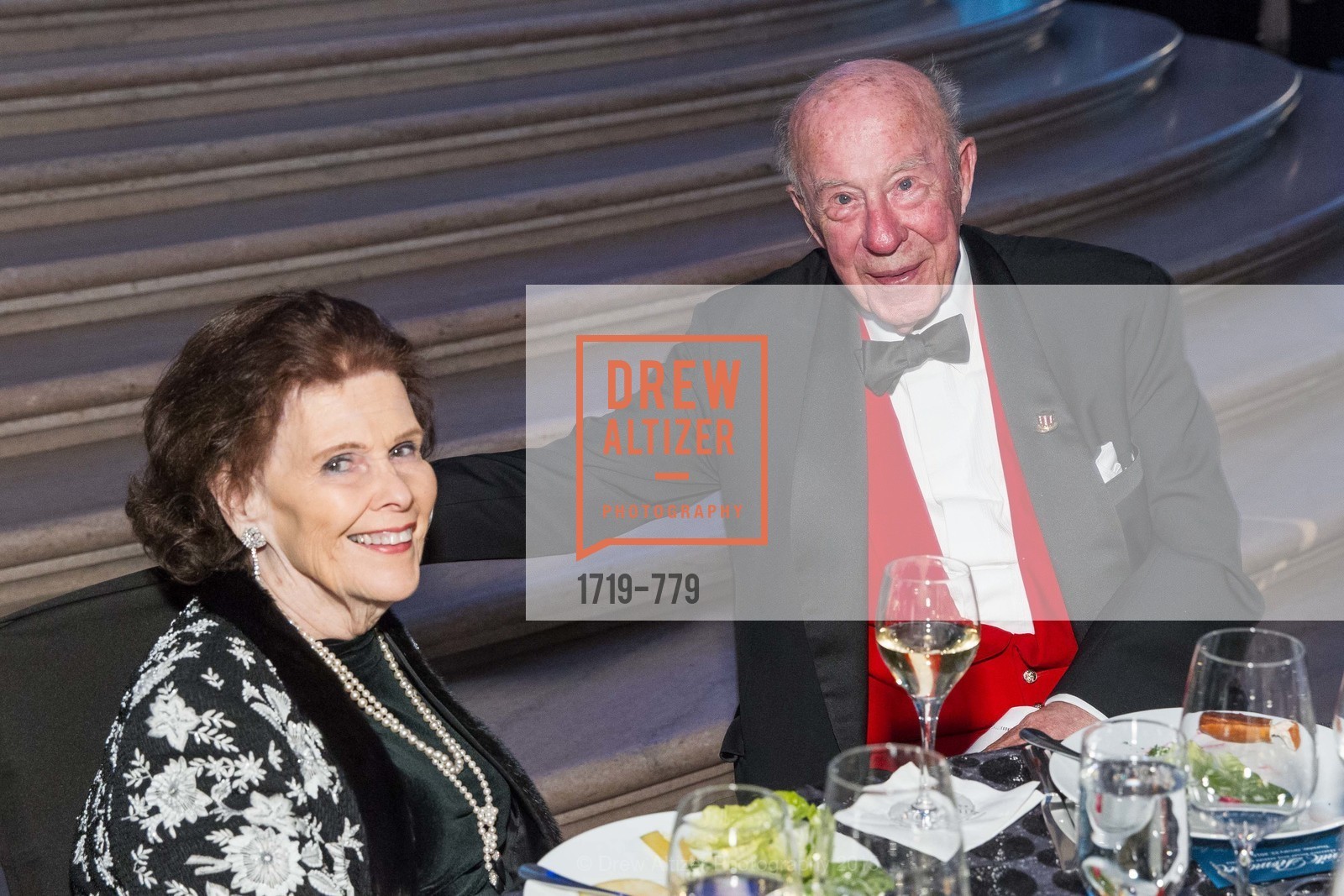 Lucy Jewett, George Shultz, San Francisco Ballet 2015 Opening Night Gala, San Francisco City Hall. 1 Dr Carlton B Goodlett Pl, January 22nd, 2015, Photo #1719-779 Lucy Jewett, George Shultz, Photo #1719-779