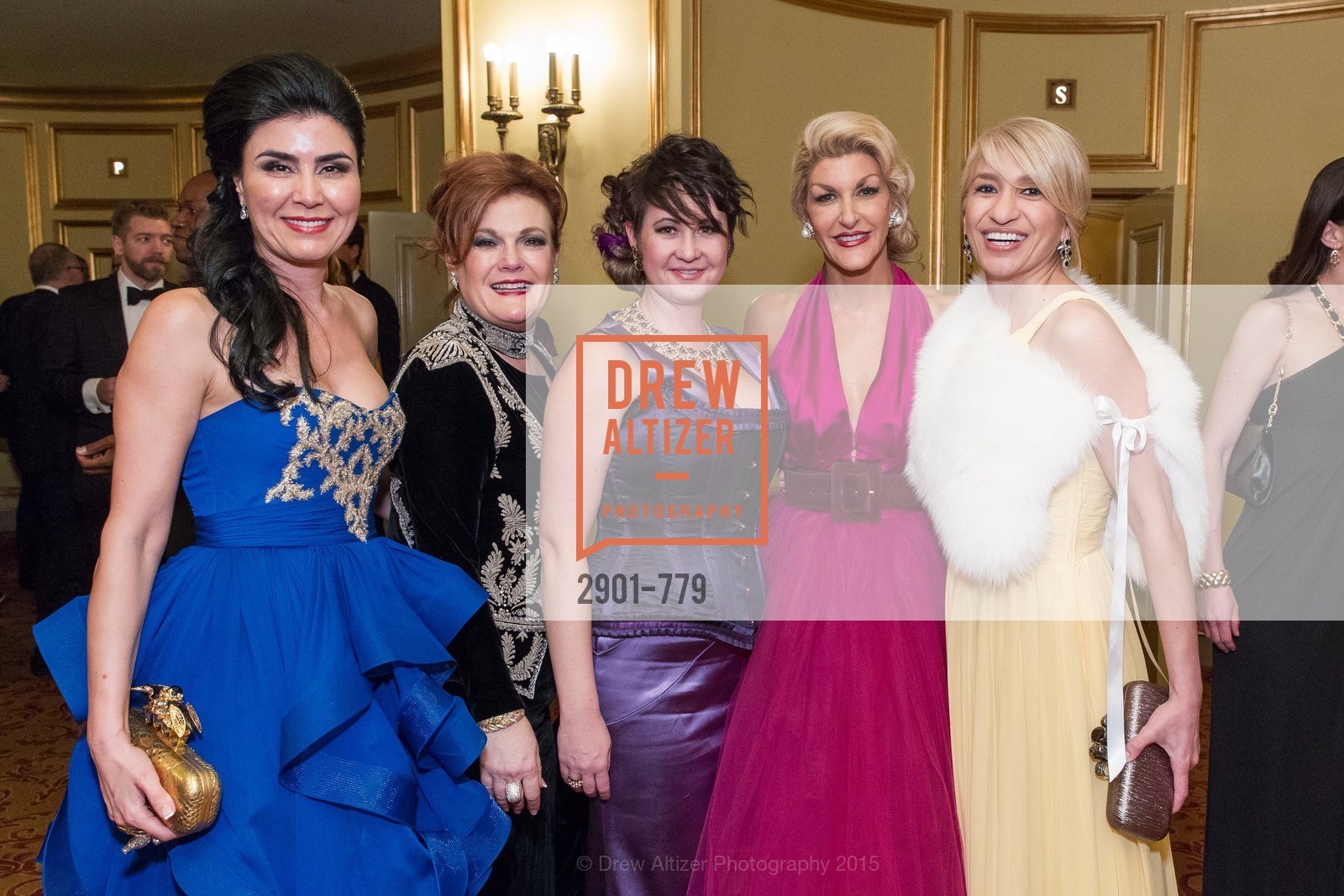 Afsaneh Akhtari, Jennifer Raiser, Natalie Parrish, Karen Caldwell, Navid Armstrong, San Francisco Ballet 2015 Opening Night Gala, San Francisco City Hall. 1 Dr Carlton B Goodlett Pl, January 22nd, 2015, Photo #2901-779 Afsaneh Akhtari, Jennifer Raiser, Natalie Parrish, Karen Caldwell, Navid Armstrong, Photo #2901-779