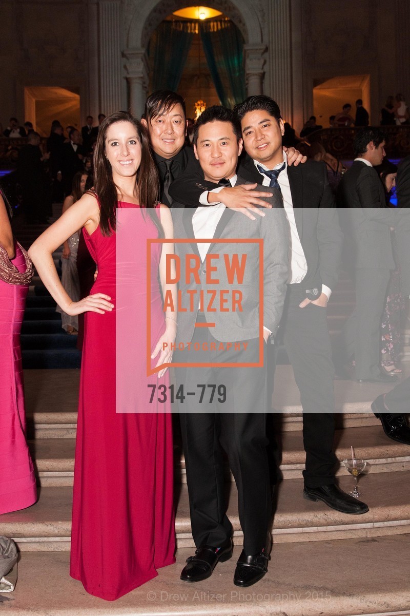 Emily Novosel, Charles Michael Yim, Dave Kim, John Kim, San Francisco Ballet 2015 Opening Night Gala, San Francisco City Hall. 1 Dr Carlton B Goodlett Pl, January 22nd, 2015, Photo #7314-779 Emily Novosel, Charles Michael Yim, Dave Kim, John Kim, Photo #7314-779