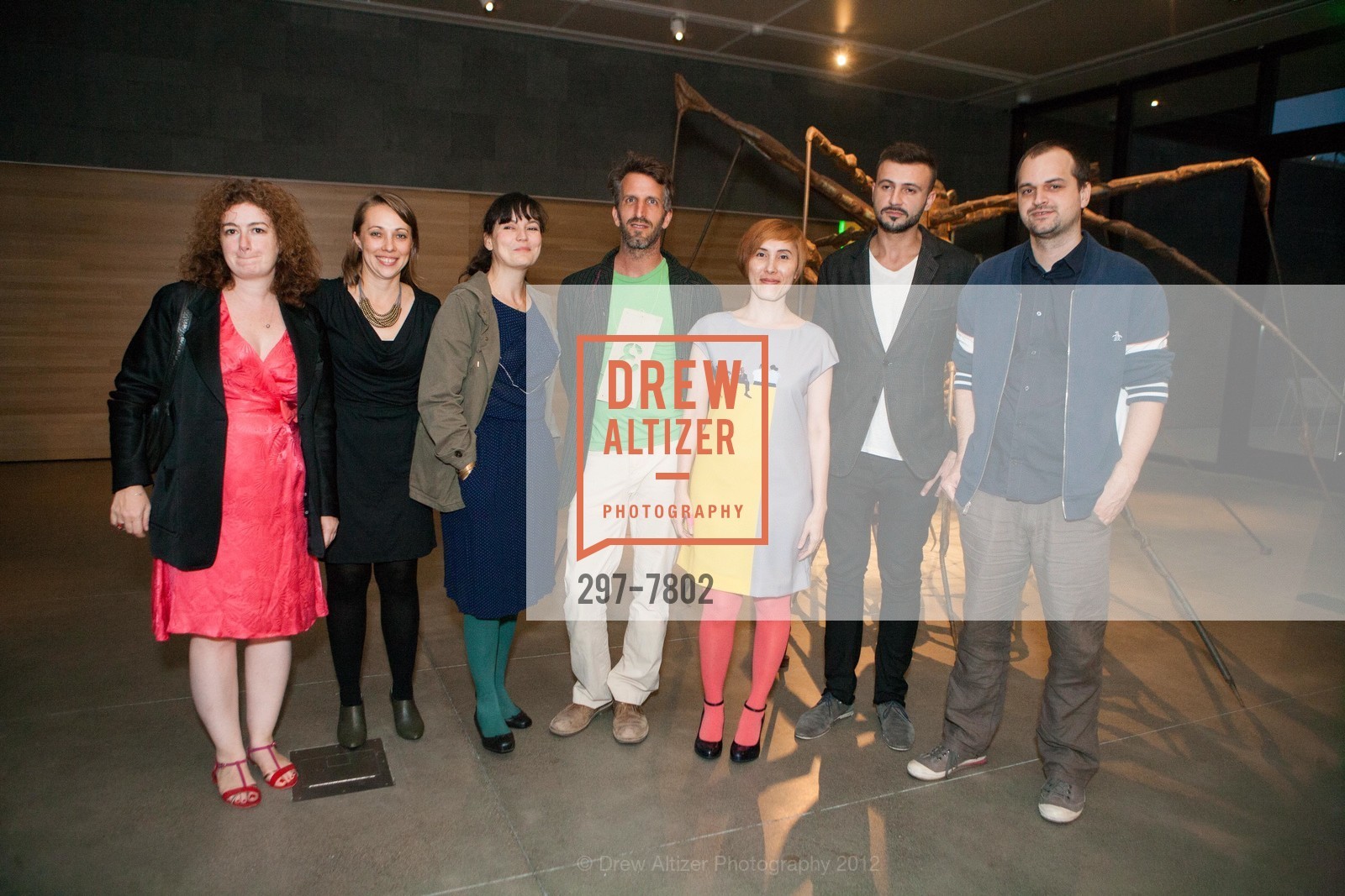 Lamia Joreige, Apsara DiQuinzio, Yto Barrada, Michael Swaine, Tiffany Chung, Adrian Ghenie, Ciprian Muresan, Six Lines of Flight Opening Reception at SFMOMA, SFMOMA. 151 Third Street, September 14th, 2012, Photo #297-7802 Lamia Joreige, Apsara DiQuinzio, Yto Barrada, Michael Swaine, Tiffany Chung, Adrian Ghenie, Ciprian Muresan, Photo #297-7802