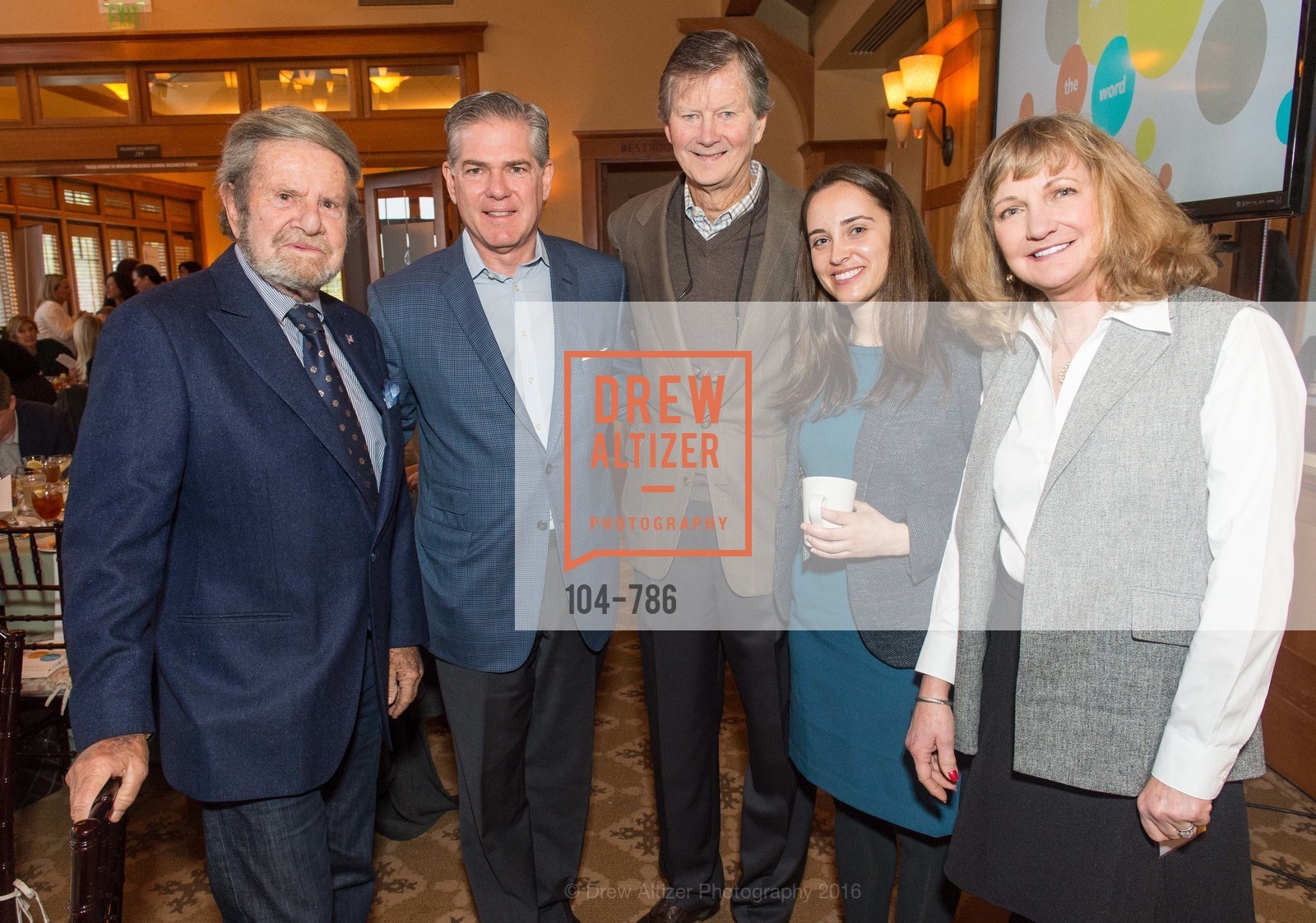 Tad Taube, Robert Keller, John Kriewall, Mary Katherine Flanigan, Betsy Hale, The Children's Health Council Breakfast, Sharon Height Golf and Country Club. 900 Sand Hill Rd, February 2nd, 2016, Photo #104-786 Tad Taube, Robert Keller, John Kriewall, Mary Katherine Flanigan, Betsy Hale, Photo #104-786
