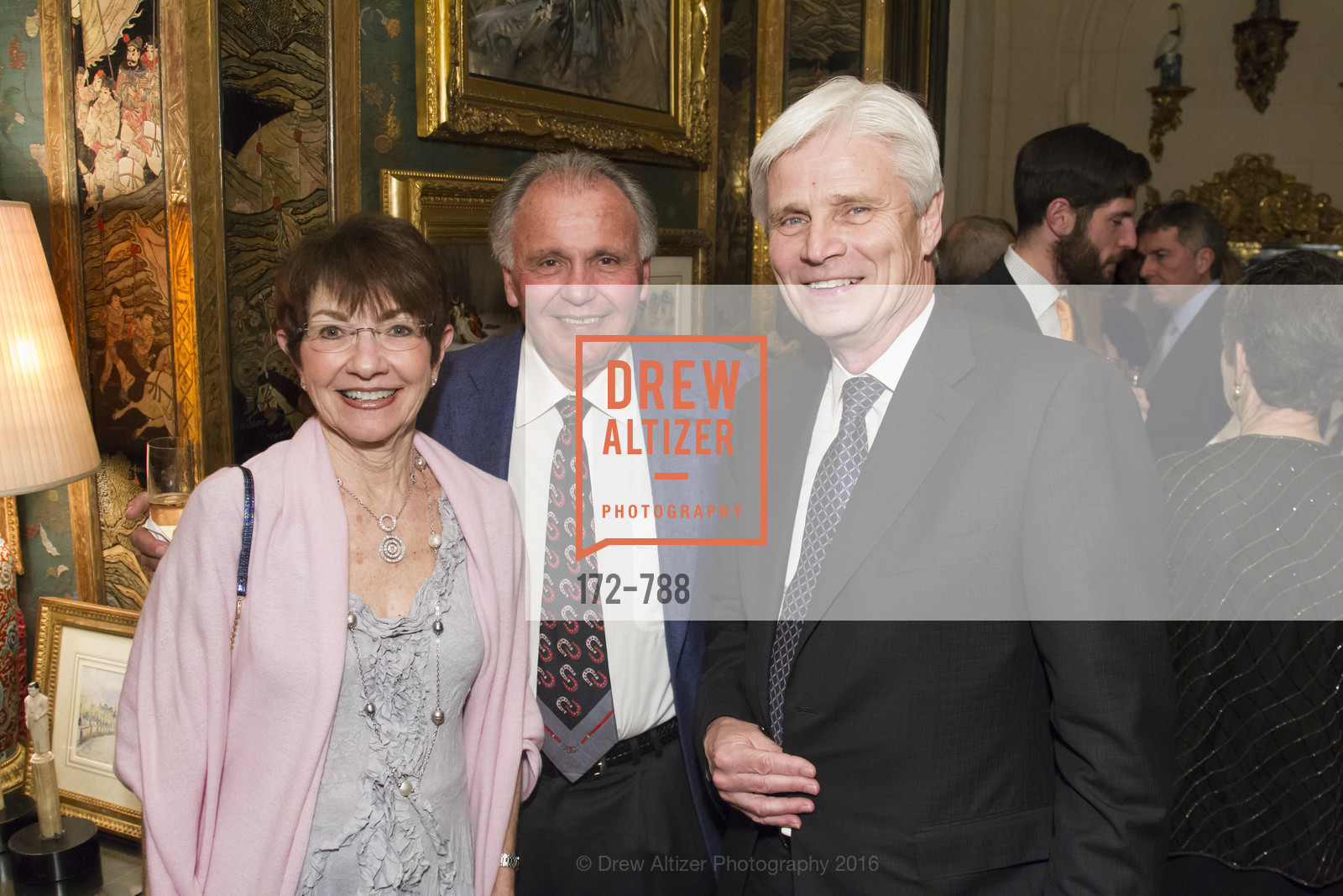 Janice Berkowitz, Dennis Berkowitz, Peter Hill, Reception for the Philharmonia Baroque Orchestra, Private Residence. 2525 Van Ness St, February 2nd, 2016, Photo #172-788 Janice Berkowitz, Dennis Berkowitz, Peter Hill, Photo #172-788