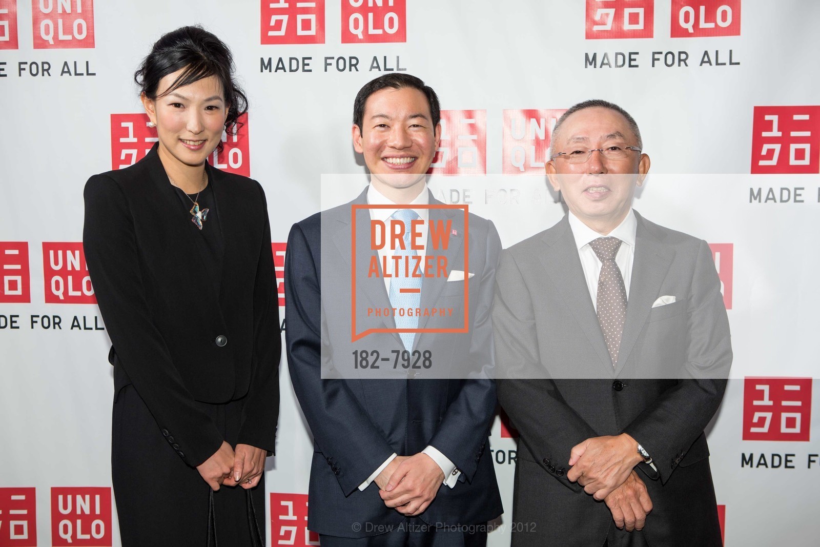 Reiko Kyogoku, Yasunobu Kyogoku, Tadashi Yanai, UNIQLO San Francisco Opens to the Public, Uniqlo Store. 111 Powell Street, October 4th, 2012, Photo #182-7928 Reiko Kyogoku, Yasunobu Kyogoku, Tadashi Yanai, Photo #182-7928