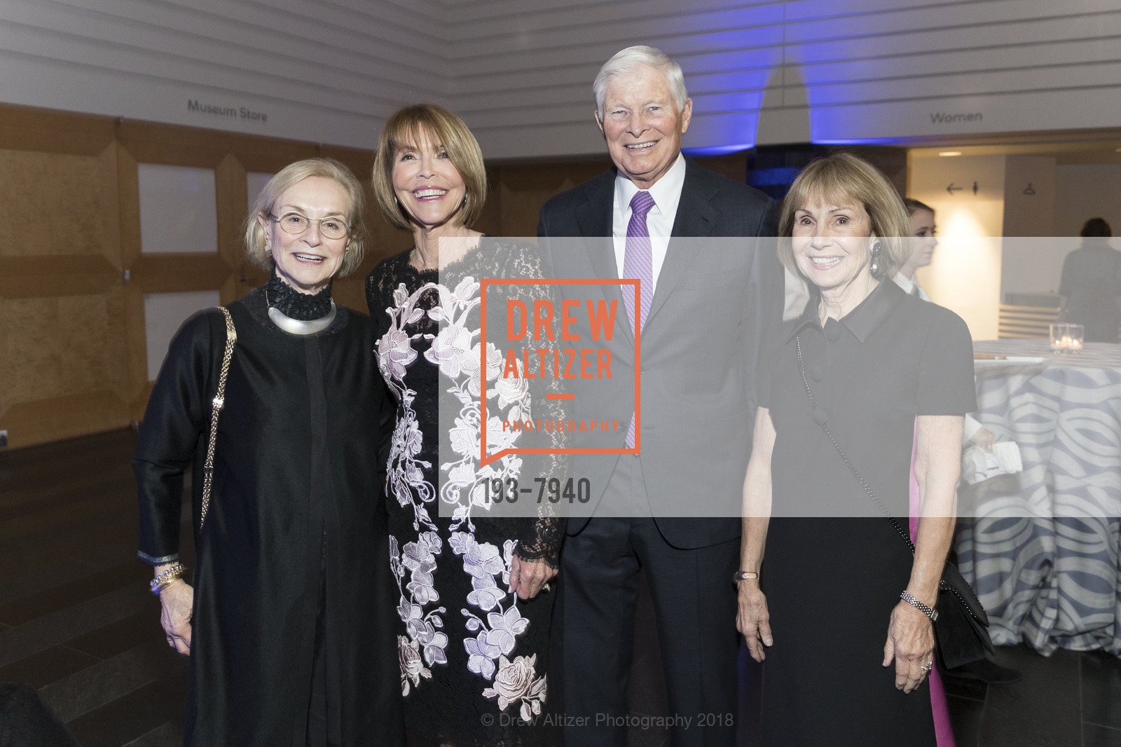 Judy Timkin, Nancy Forster, Pat Forster, Joan Roebuck, SFMOMA Director's Circle Dinner 2018, SFMOMA, March 14th, 2018, Photo #193-7940 Judy Timkin, Nancy Forster, Pat Forster, Joan Roebuck, Photo #193-7940