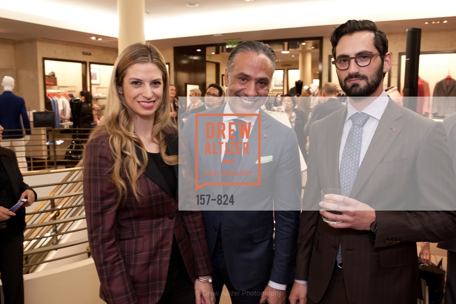 Sarrah Candee, Omar Aboudi, Joseph Becker, Saks Fifth Avenue Men of Style 2015 with Isaia & San Francisco Magazine, US, March 6th, 2015, Photo #157-824 Sarrah Candee, Omar Aboudi, Joseph Becker, Photo #157-824