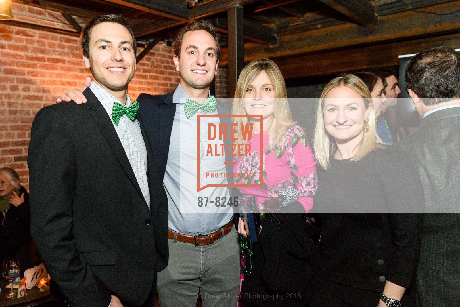 Don Pollard, Stefano Sangiacomo, Liz O'Connor, Christina Sangiacomo, Holy Family Day Home Sláinte Event 2018, Verso. 1525 Mission St, March 15th, 2018, Photo #87-8246 Don Pollard, Stefano Sangiacomo, Liz O'Connor, Christina Sangiacomo, Photo #87-8246