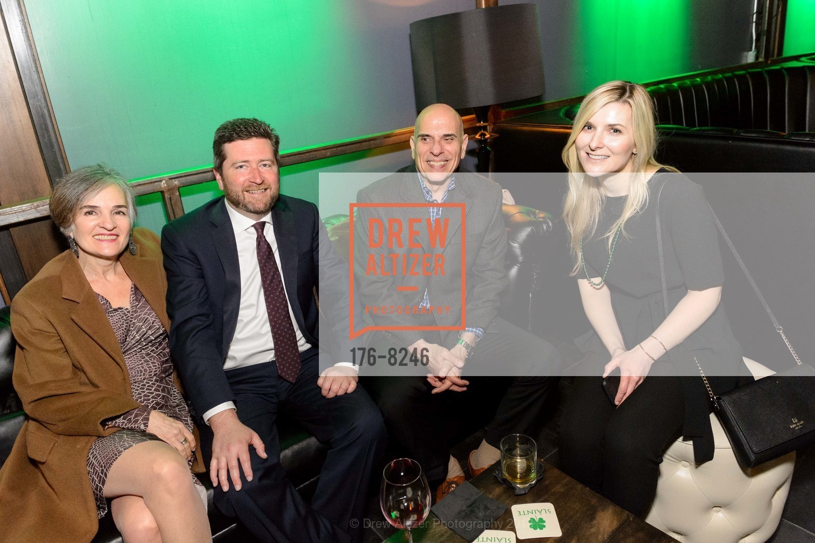 Olivia Leao, Mark Lonning, Don David, Joanie Jones, Holy Family Day Home Sláinte Event 2018, Verso. 1525 Mission St, March 15th, 2018, Photo #176-8246 Olivia Leao, Mark Lonning, Don David, Joanie Jones, Photo #176-8246