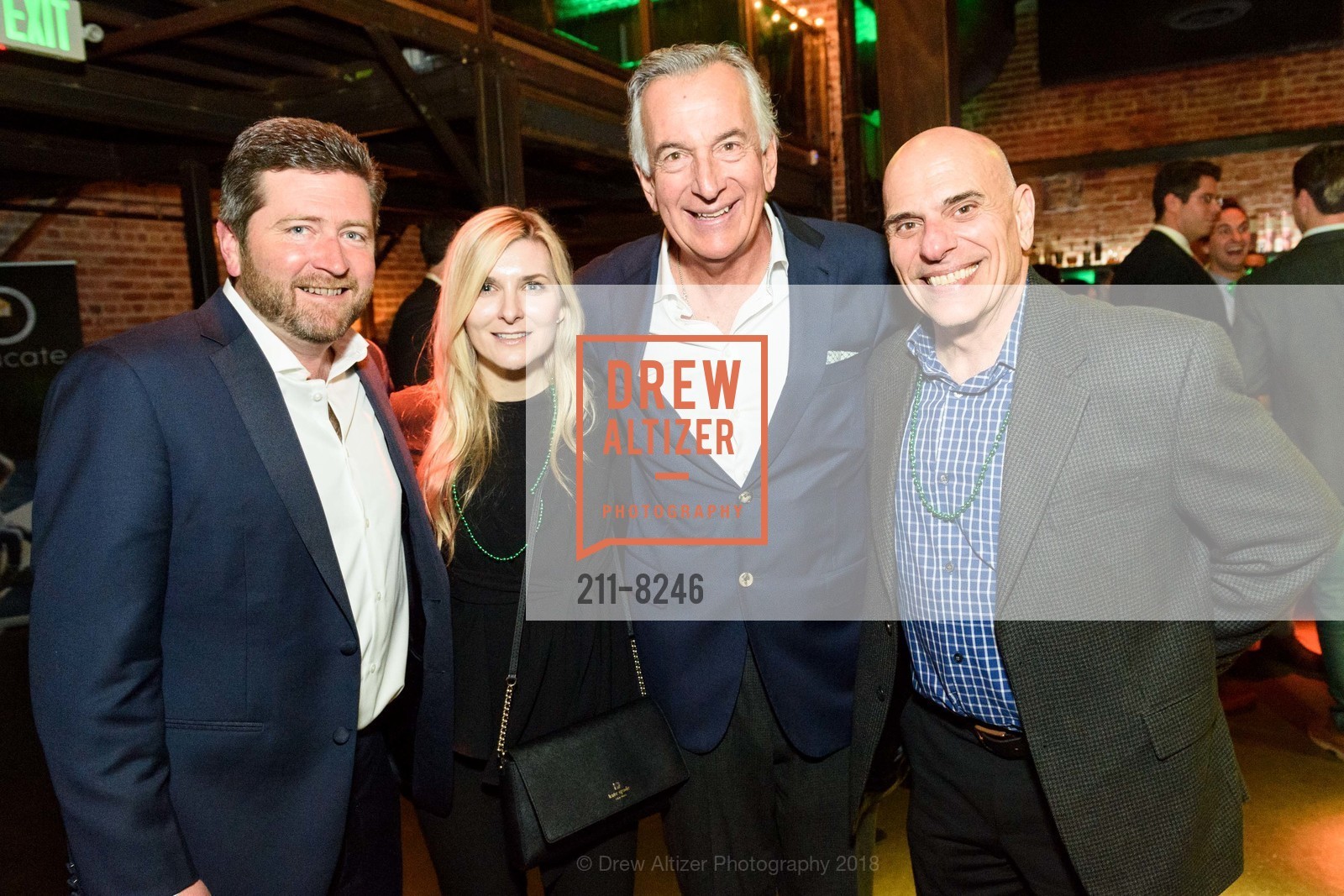 Mark Lonning, Joanie Jones, Joe Toboni, Don David, Holy Family Day Home Sláinte Event 2018, Verso. 1525 Mission St, March 15th, 2018, Photo #211-8246 Mark Lonning, Joanie Jones, Joe Toboni, Don David, Photo #211-8246