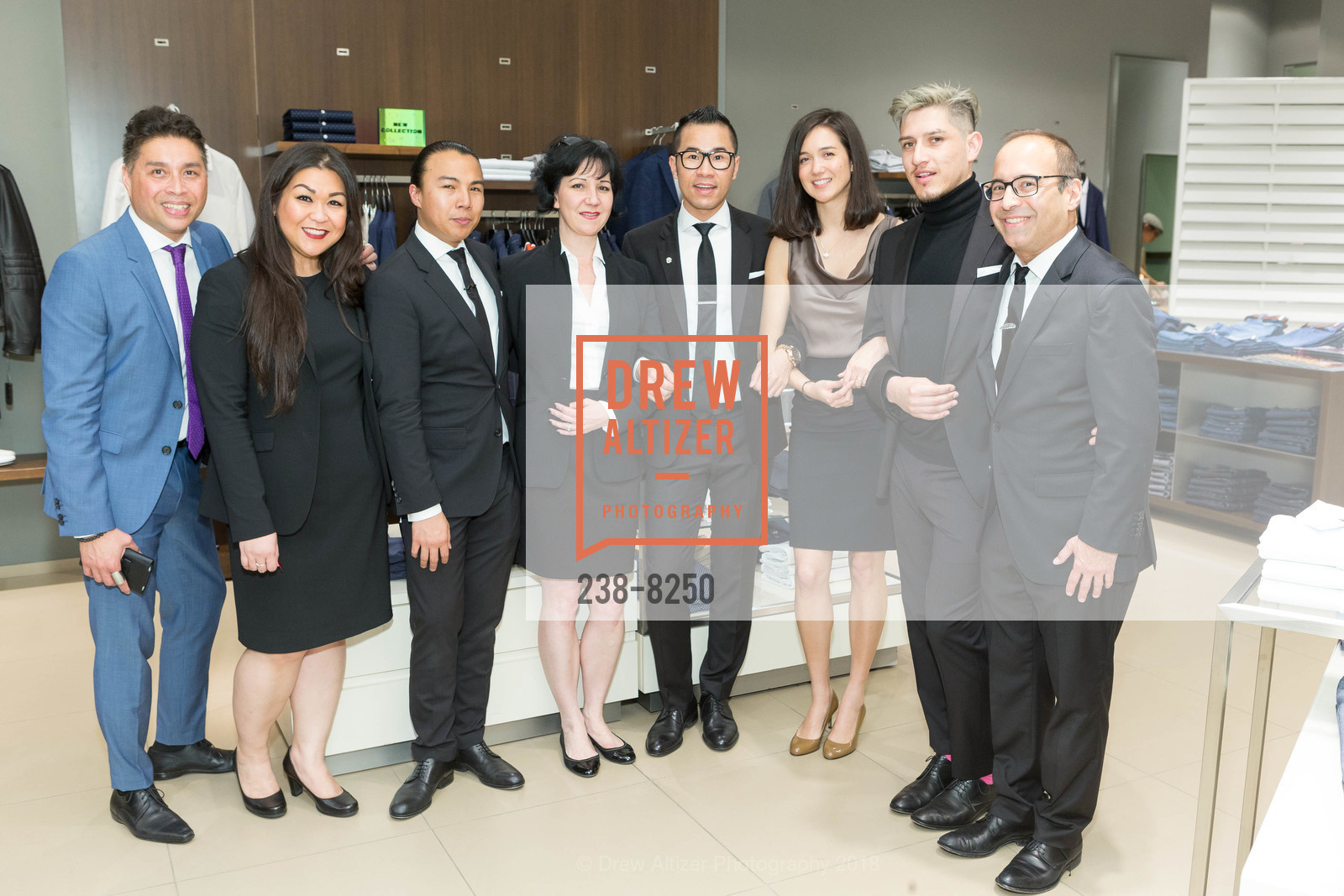 Tim Macalino, Irene Casini, Joshua Abelido, Ann Marie Vargas, Terry Zheng, Tawny Snyder, Jesus Romero, Omar Jarallah, Hugo Boss Fashion Launch, Boss Store. 845 Market St Ste #181, San Francisco, CA 94103, March 15th, 2018, Photo #238-8250 Tim Macalino, Irene Casini, Joshua Abelido, Ann Marie Vargas, Terry Zheng, Tawny Snyder, Jesus Romero, Omar Jarallah, Photo #238-8250