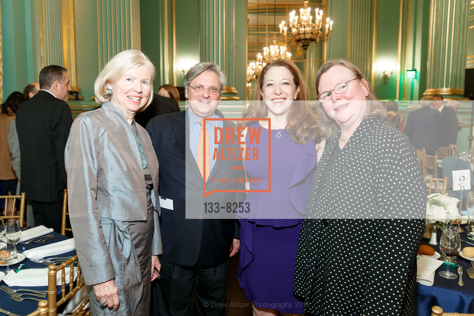 Sue Larson, Parker Monroe, Stephanie Oana, Teresa Darragh, Soiree Suisse Gala 2018 - New Century Chamber Orchestra, San Francisco War Memorial, The Green Room. 401 Van Ness Ave, March 16th, 2018, Photo #133-8253 Sue Larson, Parker Monroe, Stephanie Oana, Teresa Darragh, Photo #133-8253