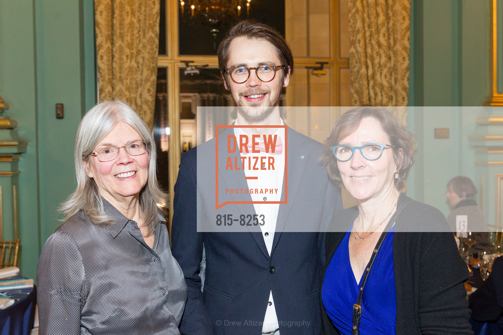 Carol Davison, David Taylor, Jenny Chisholm, Soiree Suisse Gala 2018 - New Century Chamber Orchestra, San Francisco War Memorial, The Green Room. 401 Van Ness Ave, Photo #815-8253 Carol Davison, David Taylor, Jenny Chisholm, Photo #815-8253