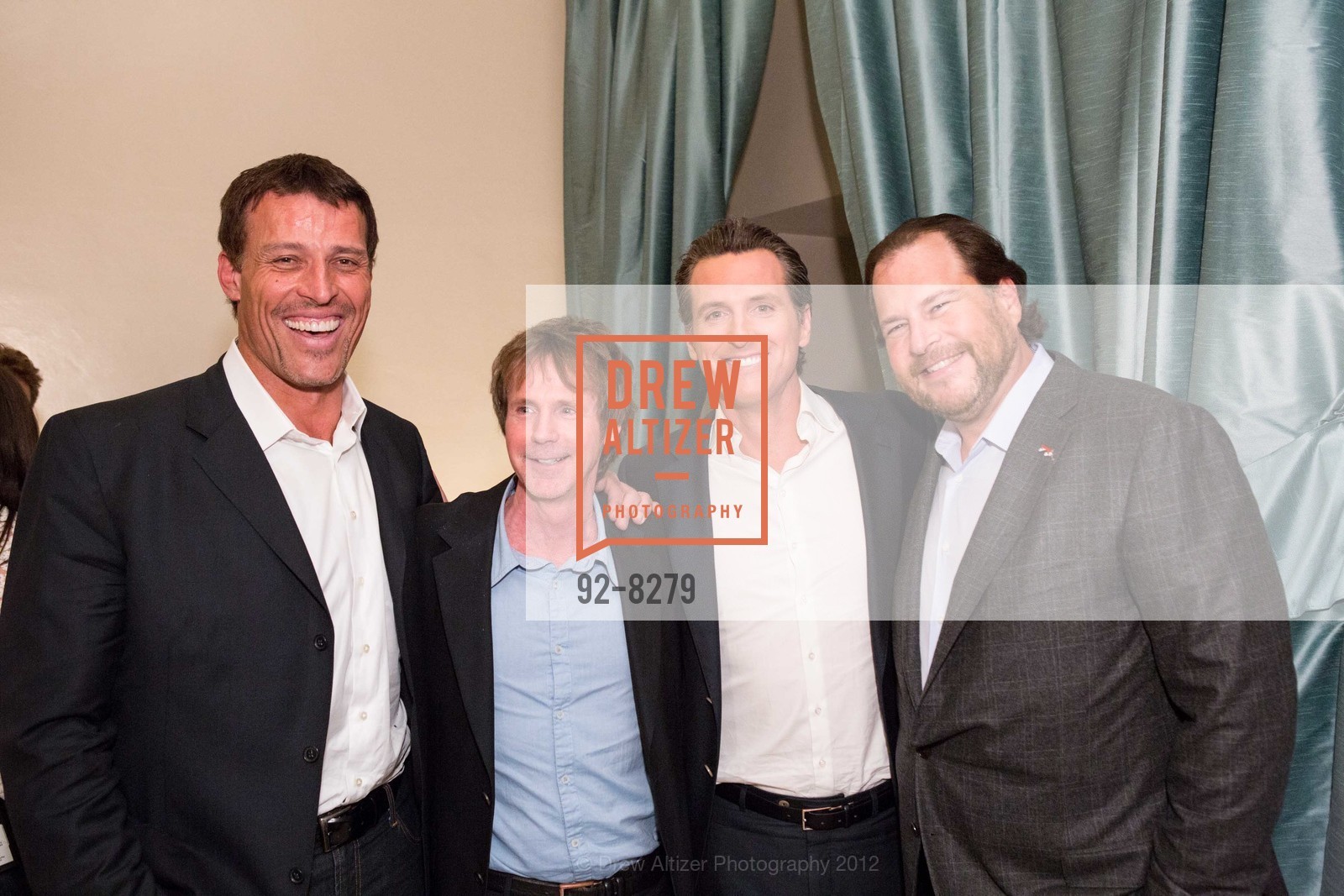Anthony Robbins, Dana Carvey, Gavin Newsom, Marc Benioff, The 2012 Concert for UCSF Benioff Children's Hospital Featuring Will.i.am, Lady Antebellum and Dana Carvey, Bill Graham Civic Auditorium. 99 Grove Street, September 20th, 2012, Photo #92-8279 Anthony Robbins, Dana Carvey, Gavin Newsom, Marc Benioff, Photo #92-8279