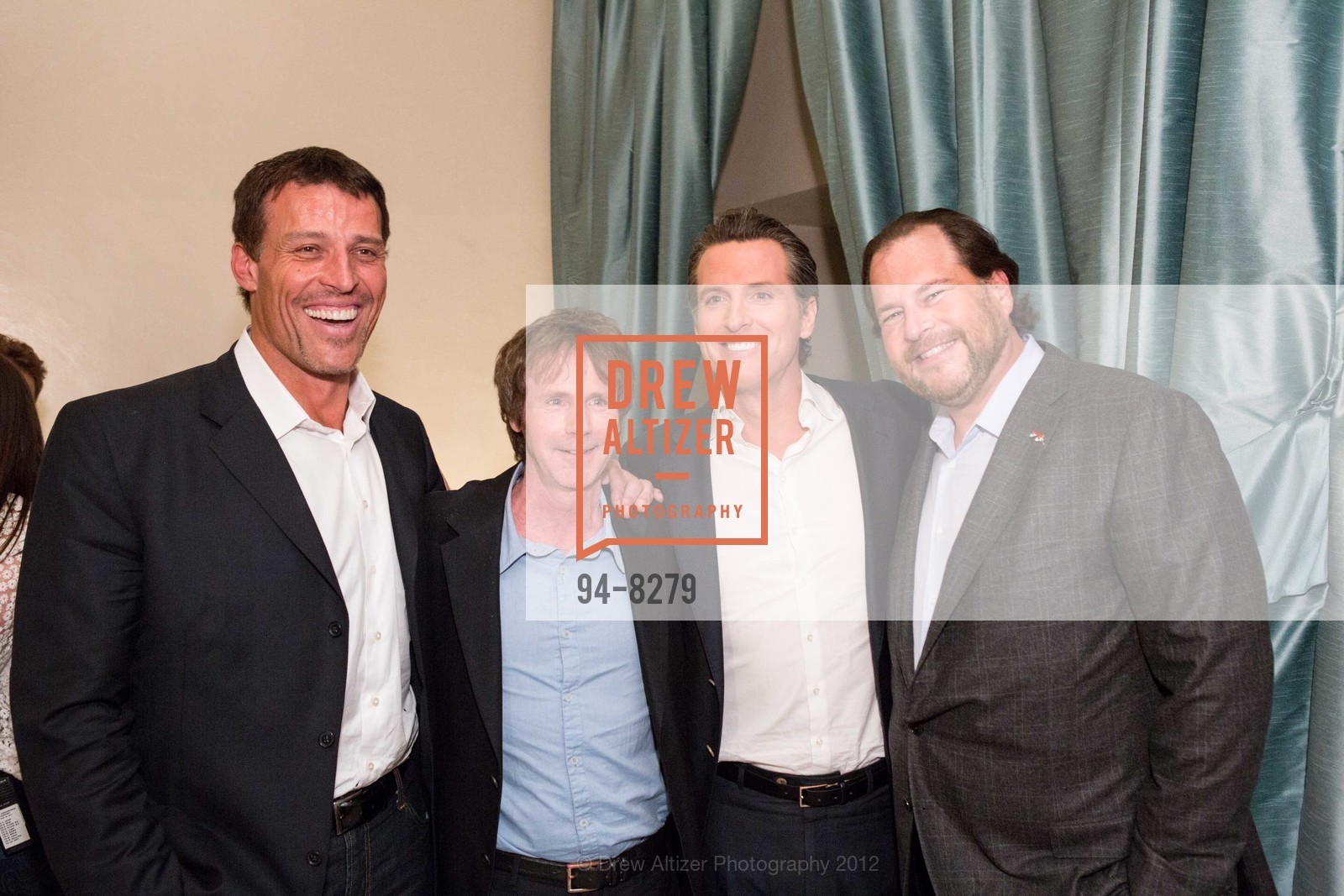 Anthony Robbins, Dana Carvey, Gavin Newsom, Marc Benioff, The 2012 Concert for UCSF Benioff Children's Hospital Featuring Will.i.am, Lady Antebellum and Dana Carvey, Bill Graham Civic Auditorium. 99 Grove Street, September 20th, 2012, Photo #94-8279 Anthony Robbins, Dana Carvey, Gavin Newsom, Marc Benioff, Photo #94-8279