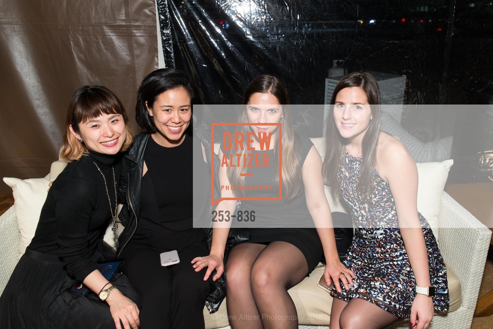 Noriko Taniguchi, Mina Juhn, Raina Mehler, Emily Calicchio, Pace Gallery - teamLab VIP Party, Pace Gallery, February 4th, 2016, Photo #253-836 Noriko Taniguchi, Mina Juhn, Raina Mehler, Emily Calicchio, Photo #253-836