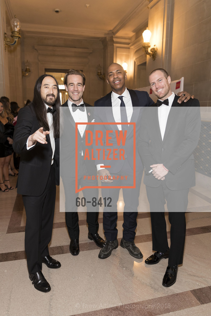 Steve Aoki, James van der Beek, Mehcad Brooks, James Bailey, Red Cross Gala 2018, San Francisco City Hall. 1 Dr. Carlton B. Goodlett Place, March 17th, 2018, Photo #60-8412 Steve Aoki, James van der Beek, Mehcad Brooks, James Bailey, Photo #60-8412