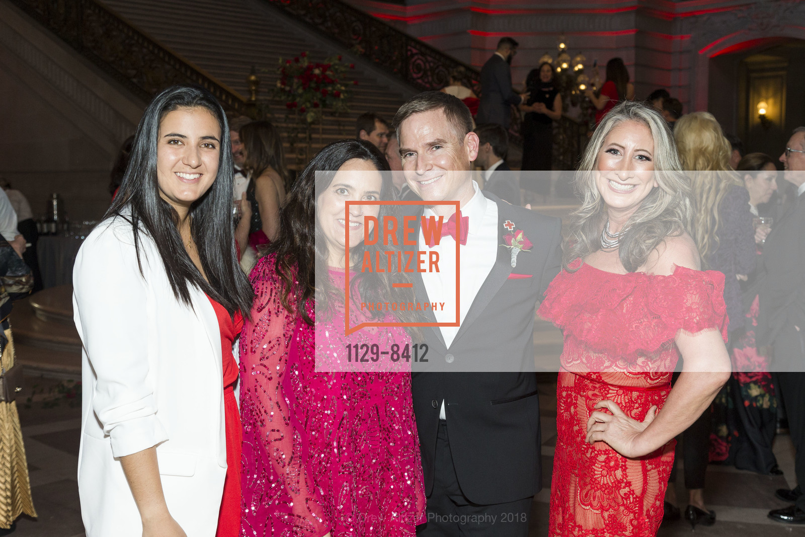 Laura Ucros, Victoria Velline, Jonathan Velline, Christina Draper, Red Cross Gala 2018, San Francisco City Hall. 1 Dr. Carlton B. Goodlett Place, March 17th, 2018, Photo #1129-8412 Laura Ucros, Victoria Velline, Jonathan Velline, Christina Draper, Photo #1129-8412