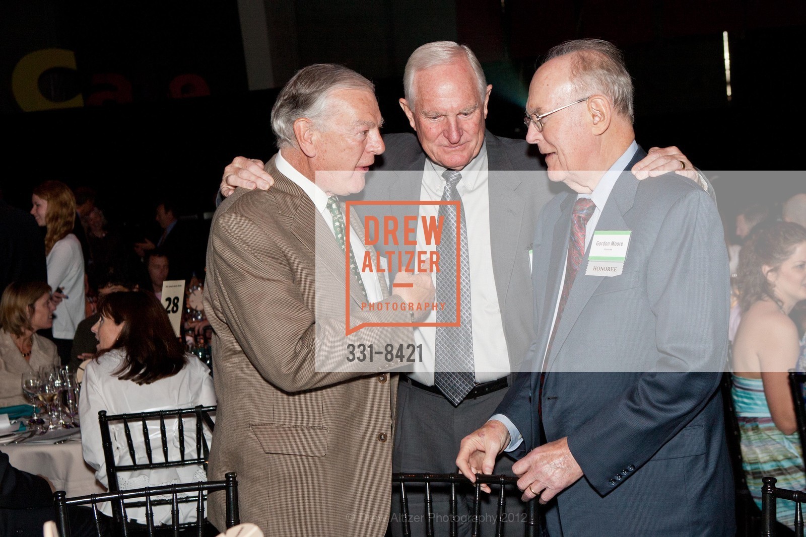 Donald Johanson, Craig Barrett, Gordon Moore, 35th Annual EXPLORATORIUM AWARDS DINNER: Crucible of Innovation, US, May 8th, 2012, Photo #331-8421 Donald Johanson, Craig Barrett, Gordon Moore, Photo #331-8421
