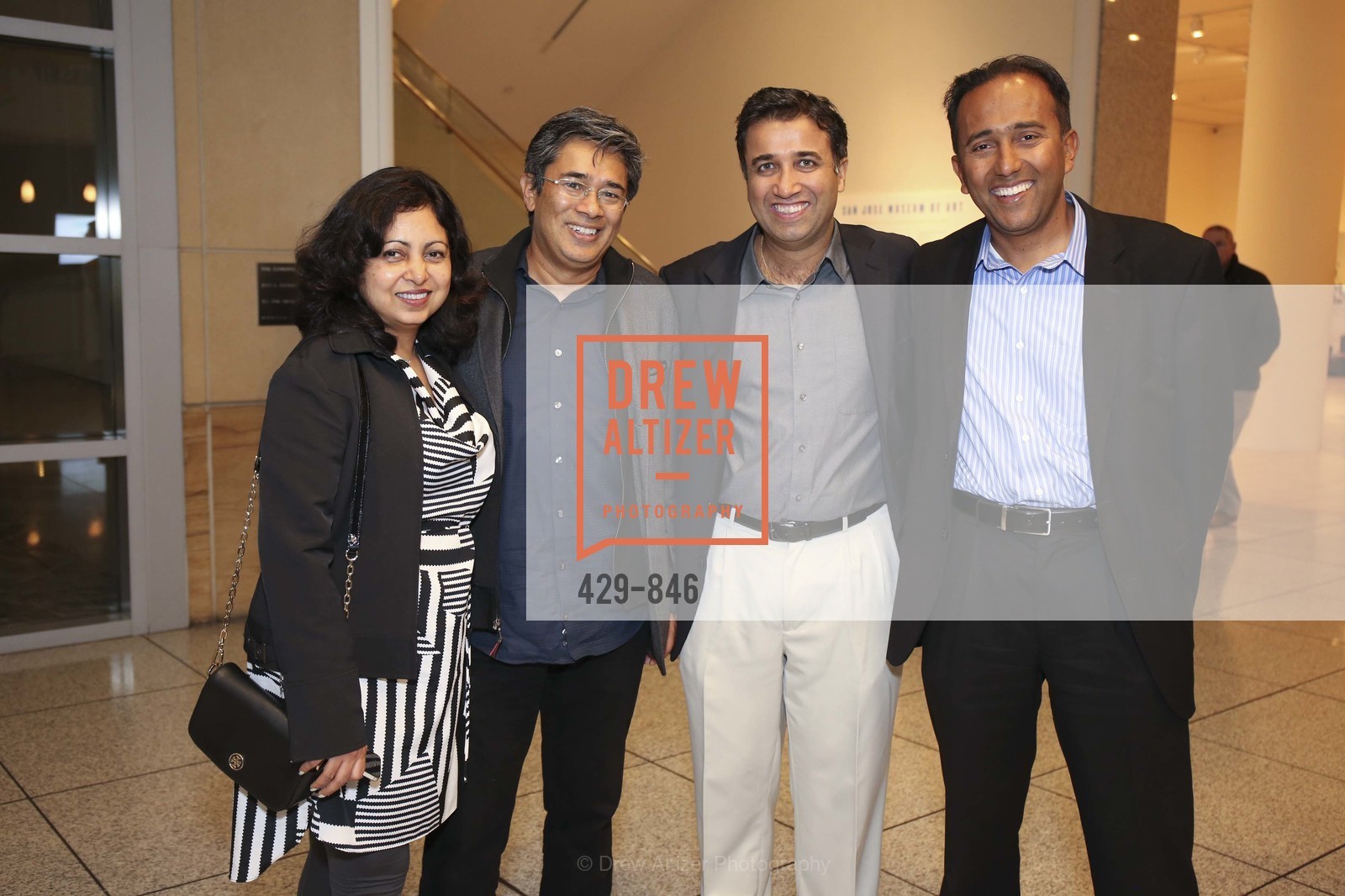 Garima Thockchom, Gautam Thockchom, Satish Shenoy, Vivek Thoppay, SAN JOSE MUSEUM OF ART'S Spring Opening Reception, San Jose Museum of Art. 110 S Market St, San Jose, CA 95113, March 13th, 2015, Photo #429-846 Garima Thockchom, Gautam Thockchom, Satish Shenoy, Vivek Thoppay, Photo #429-846