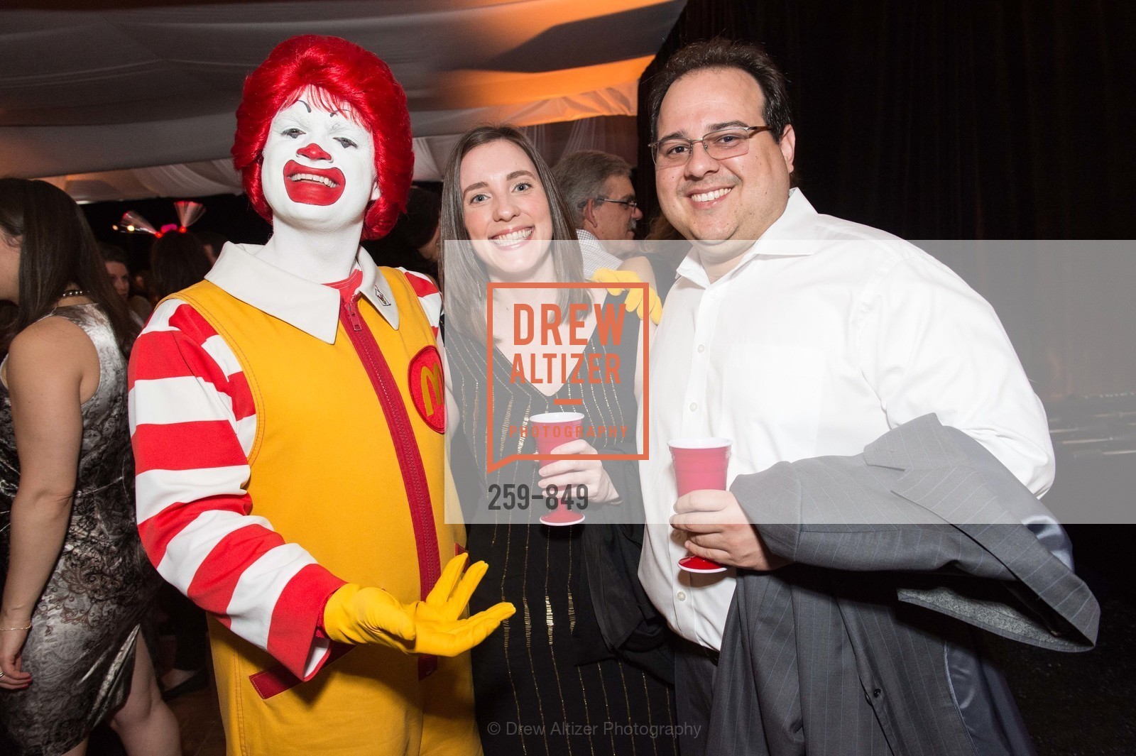 Ronald McDonald, Meg McBride, Cosme Fagundo, Ronald McDonald House Party, US, March 15th, 2015, Photo #259-849 Ronald McDonald, Meg McBride, Cosme Fagundo, Photo #259-849